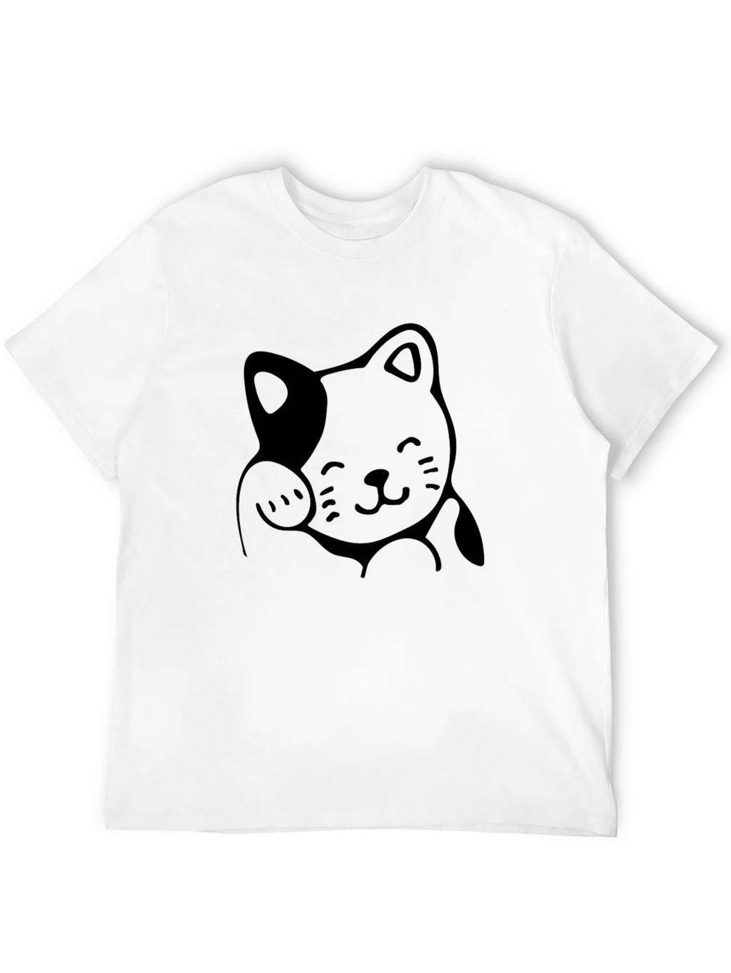 Lucky Cat Graphic Tee - Unisex Black Cotton T-Shirt