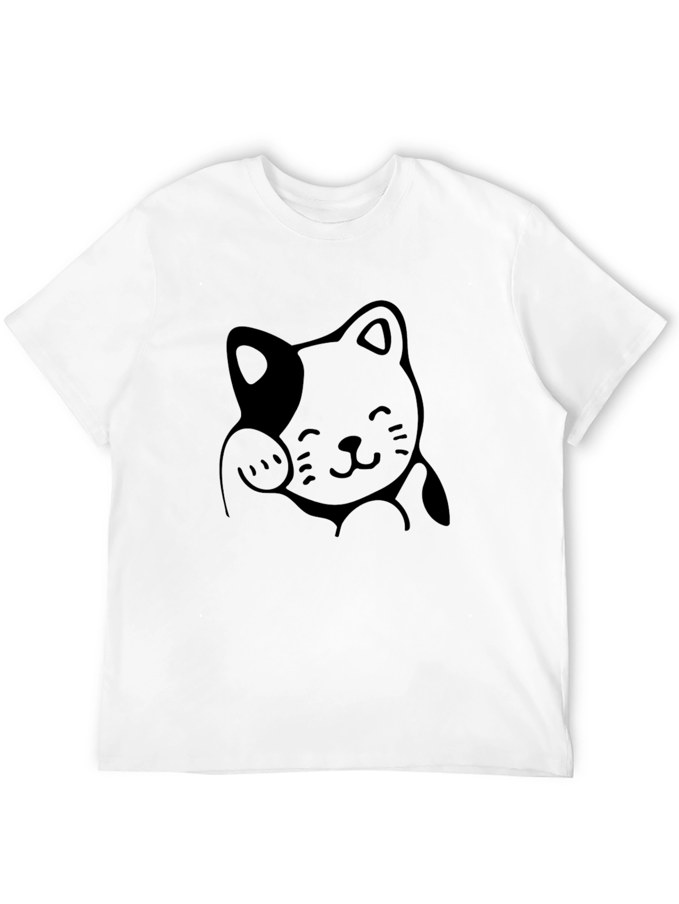 Lucky Cat Graphic Tee - Unisex Black Cotton T-Shirt