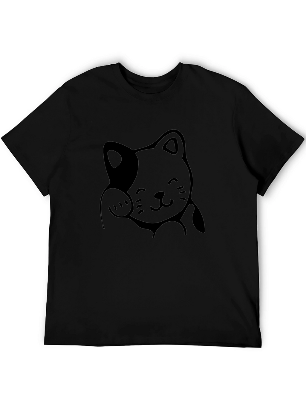 Lucky Cat Graphic Tee - Unisex Black Cotton T-Shirt