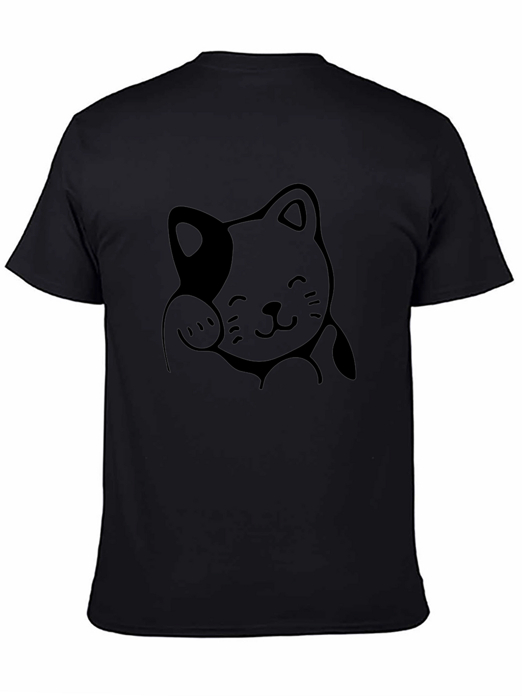 Lucky Cat Graphic Tee - Unisex Black Cotton T-Shirt