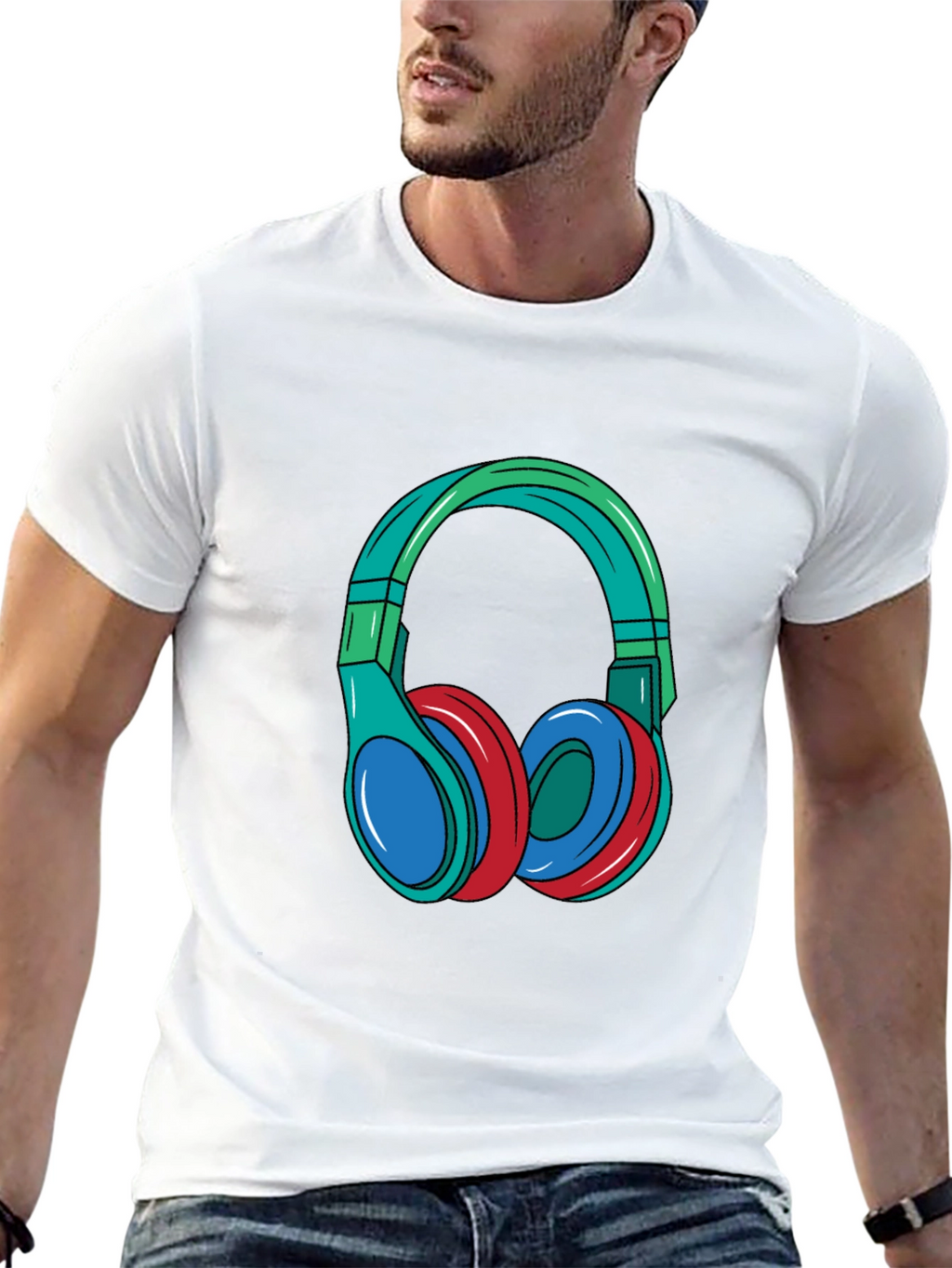 Headphones Graphic Black T-Shirt