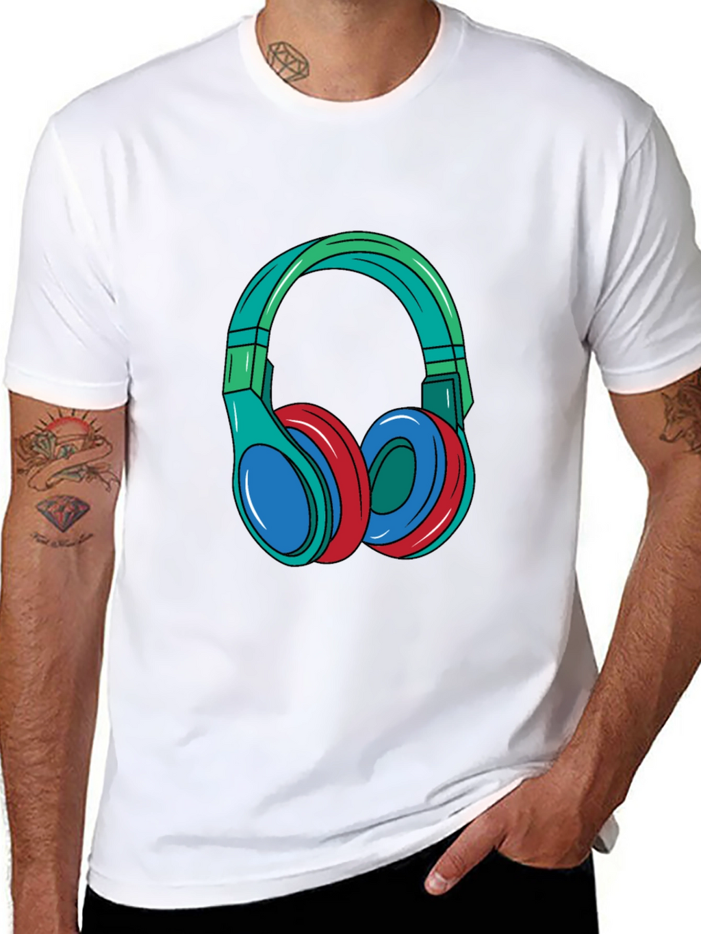 Headphones Graphic Black T-Shirt