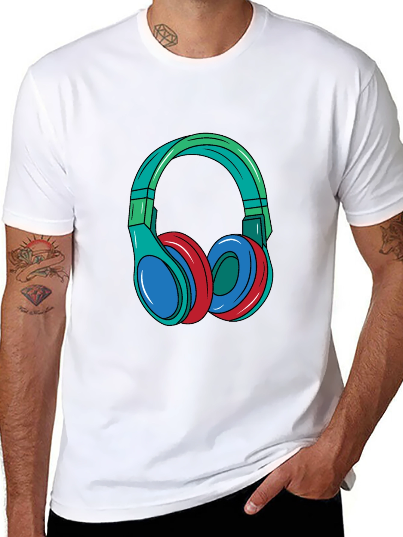 Headphones Graphic Black T-Shirt