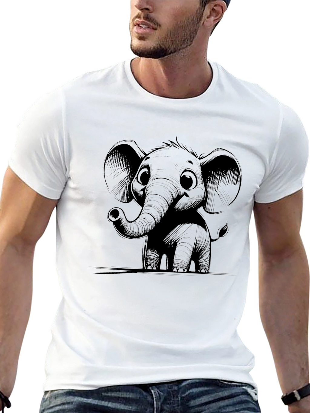 Elephant Graphic Tee - Black Crew Neck