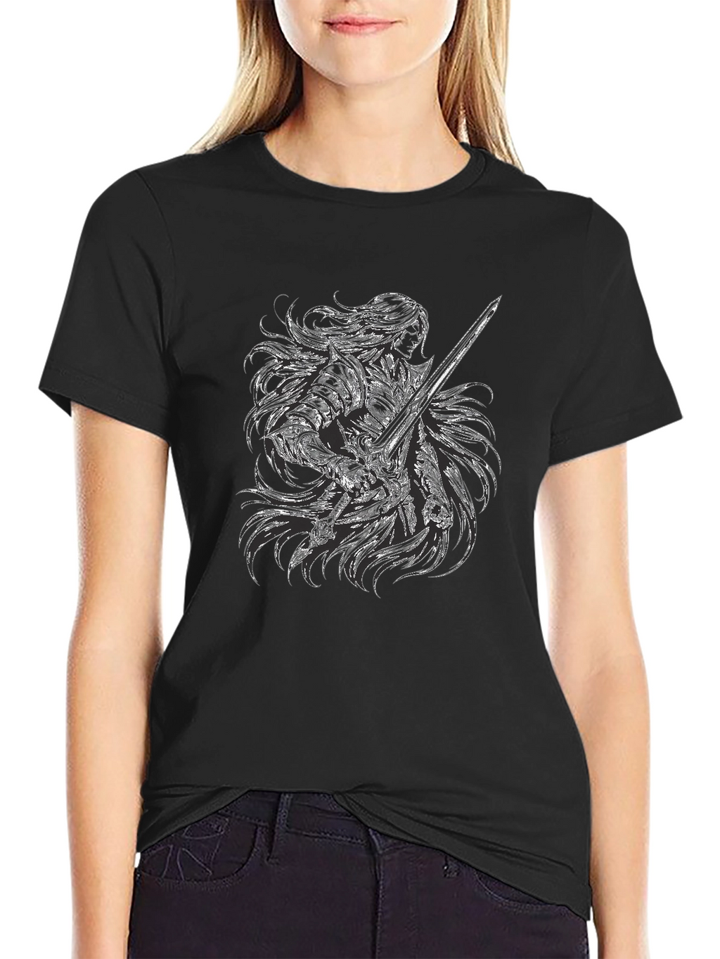 Warrior Knight Graphic Black T-Shirt