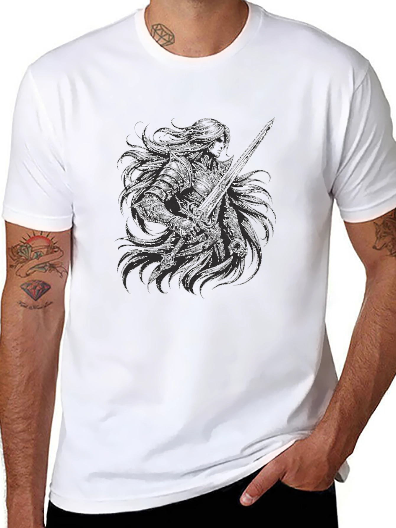 Warrior Knight Graphic Black T-Shirt