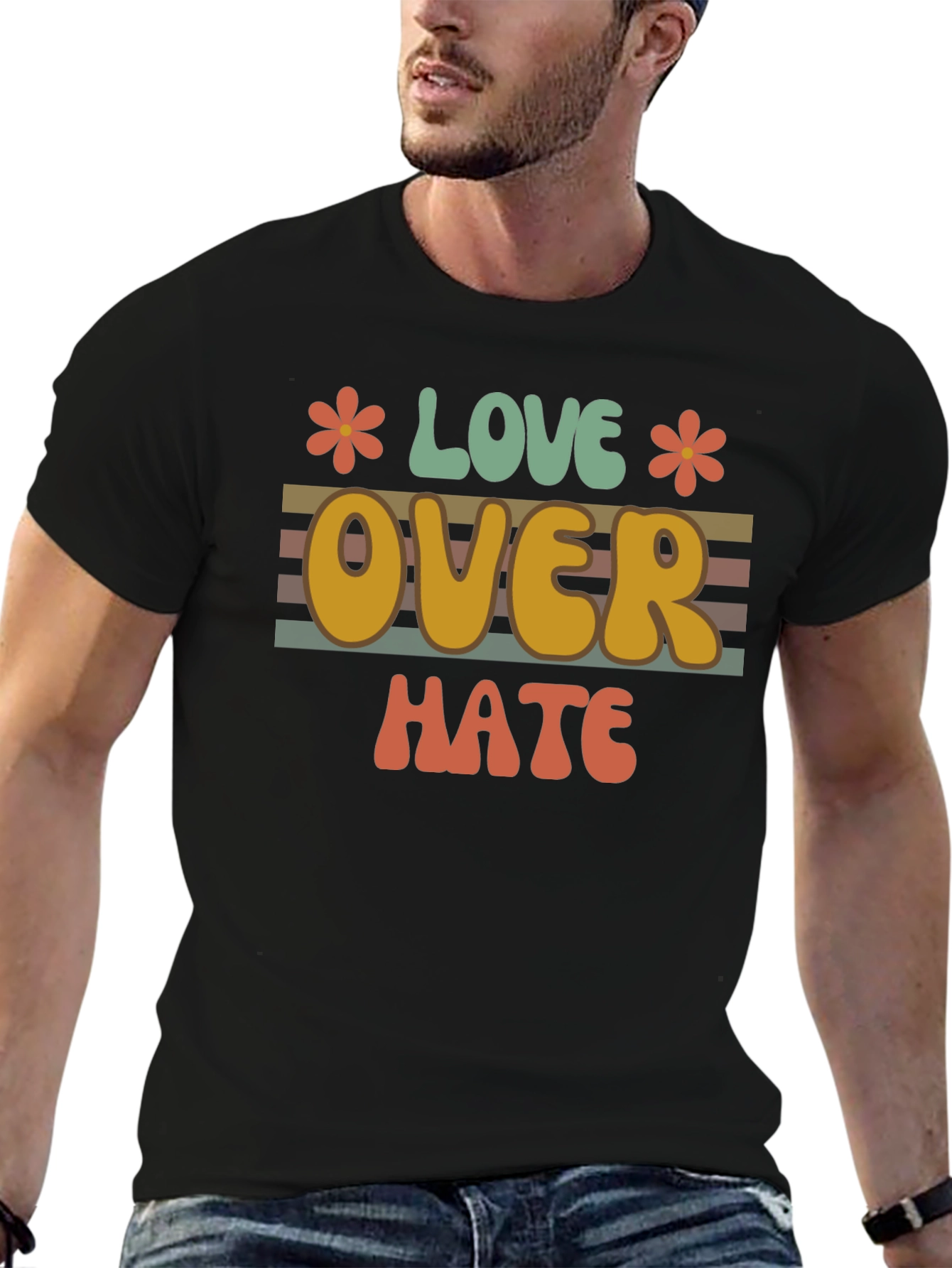 Love Over Hate Graphic Tee - Retro Style
