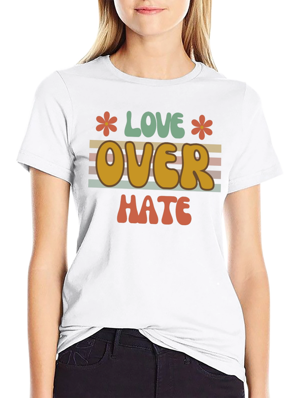 Love Over Hate Graphic Tee - Retro Style