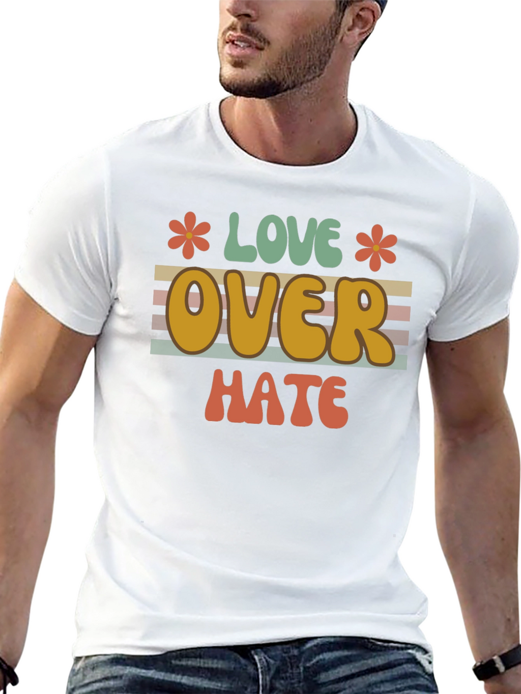 Love Over Hate Graphic Tee - Retro Style