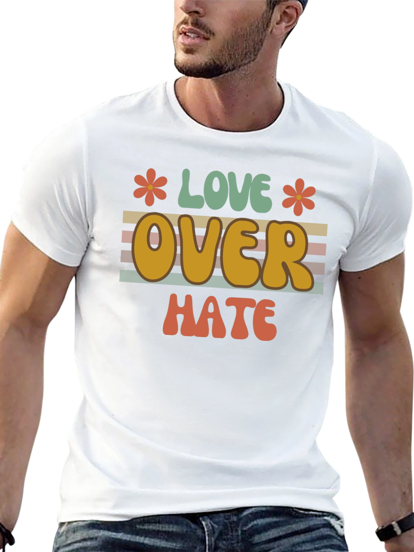 Love Over Hate Graphic Tee - Retro Style