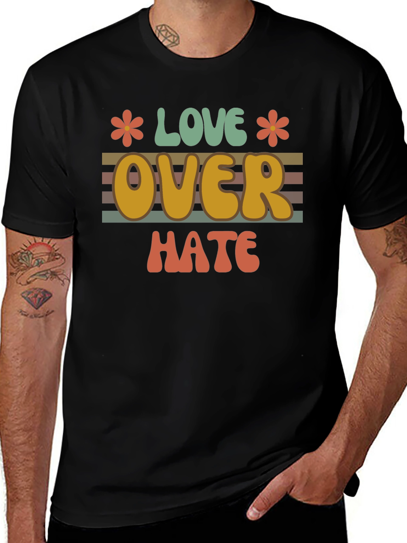 Love Over Hate Graphic Tee - Retro Style