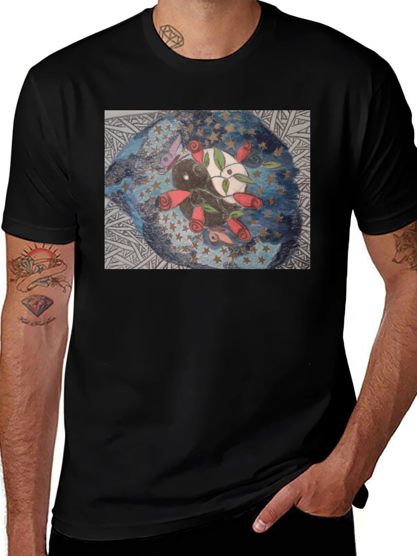 Yin Yang Roses Graphic Tee