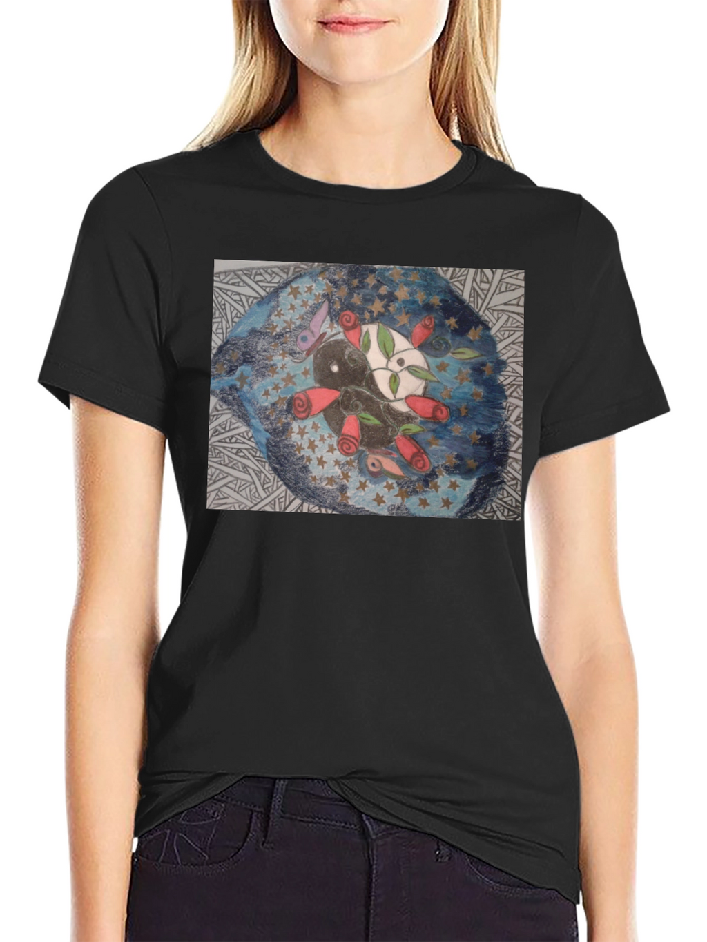 Yin Yang Roses Graphic Tee