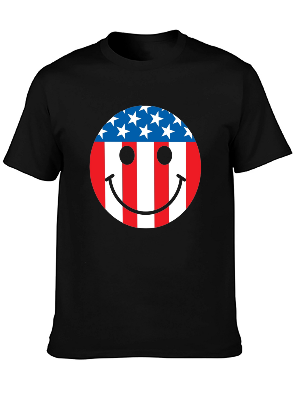 American Flag Smiley Face Patriotic T-Shirt