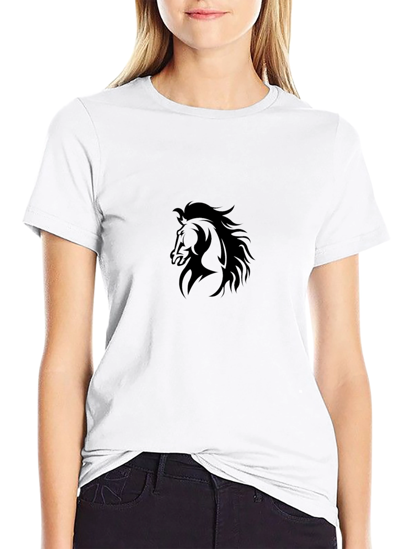Black Horse Graphic Tee - Stylish Mens T-Shirt