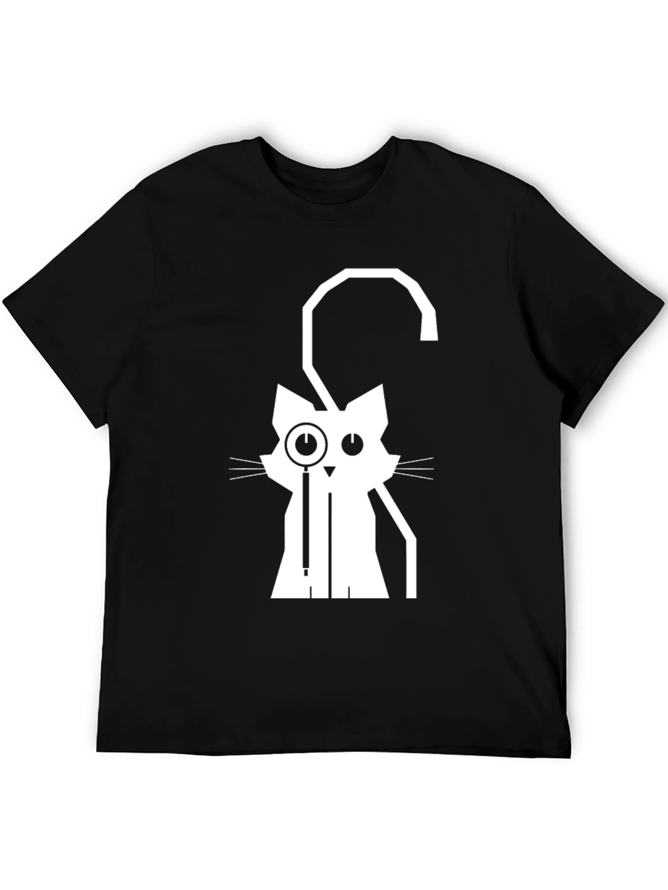 Monocle Cat Graphic Tee - Black