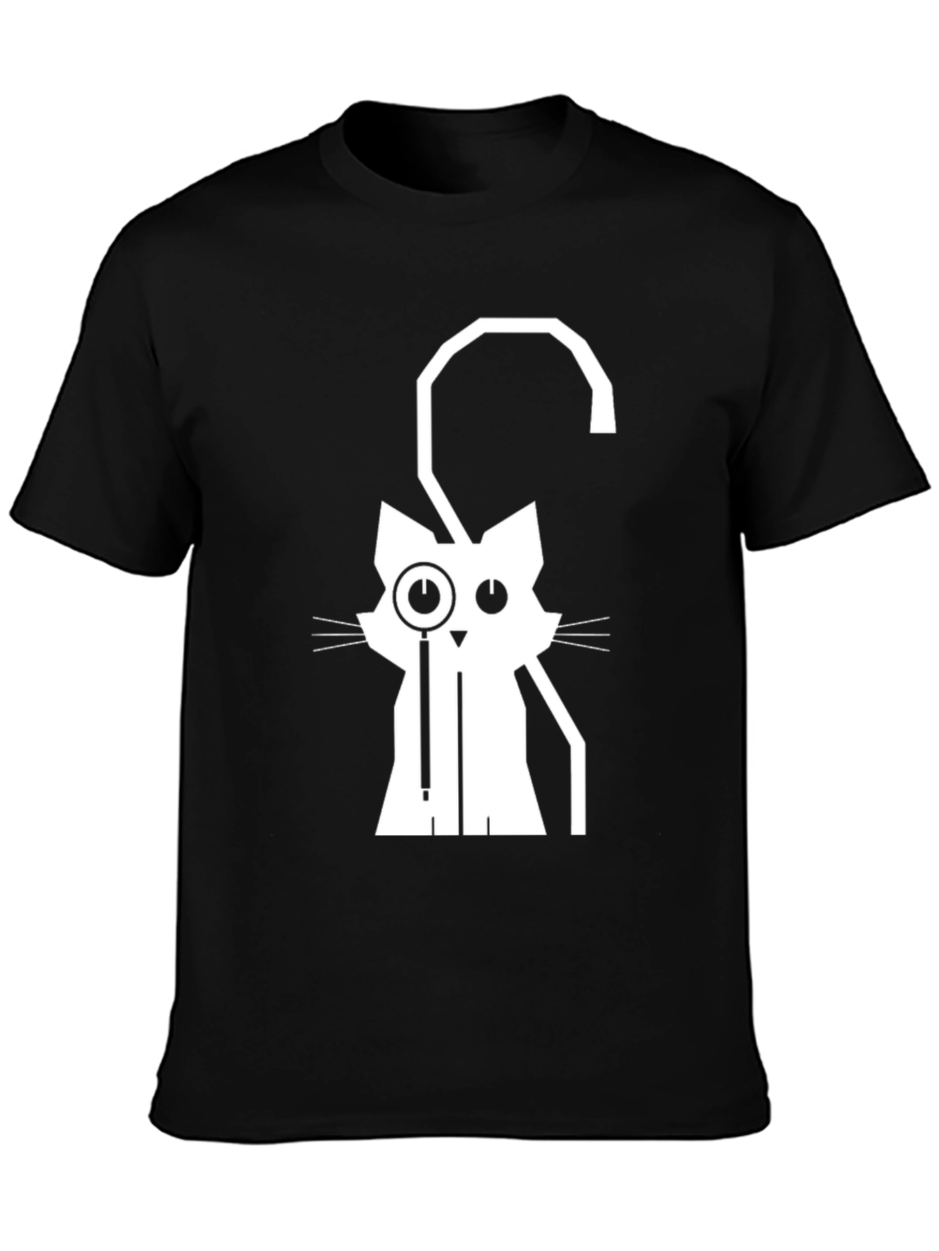 Monocle Cat Graphic Tee - Black
