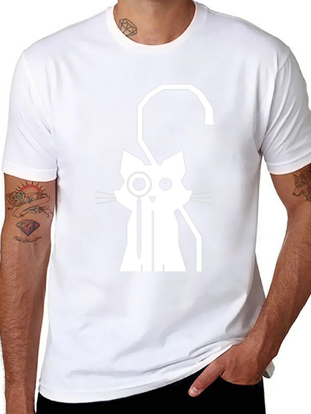 Monocle Cat Graphic Tee - Black