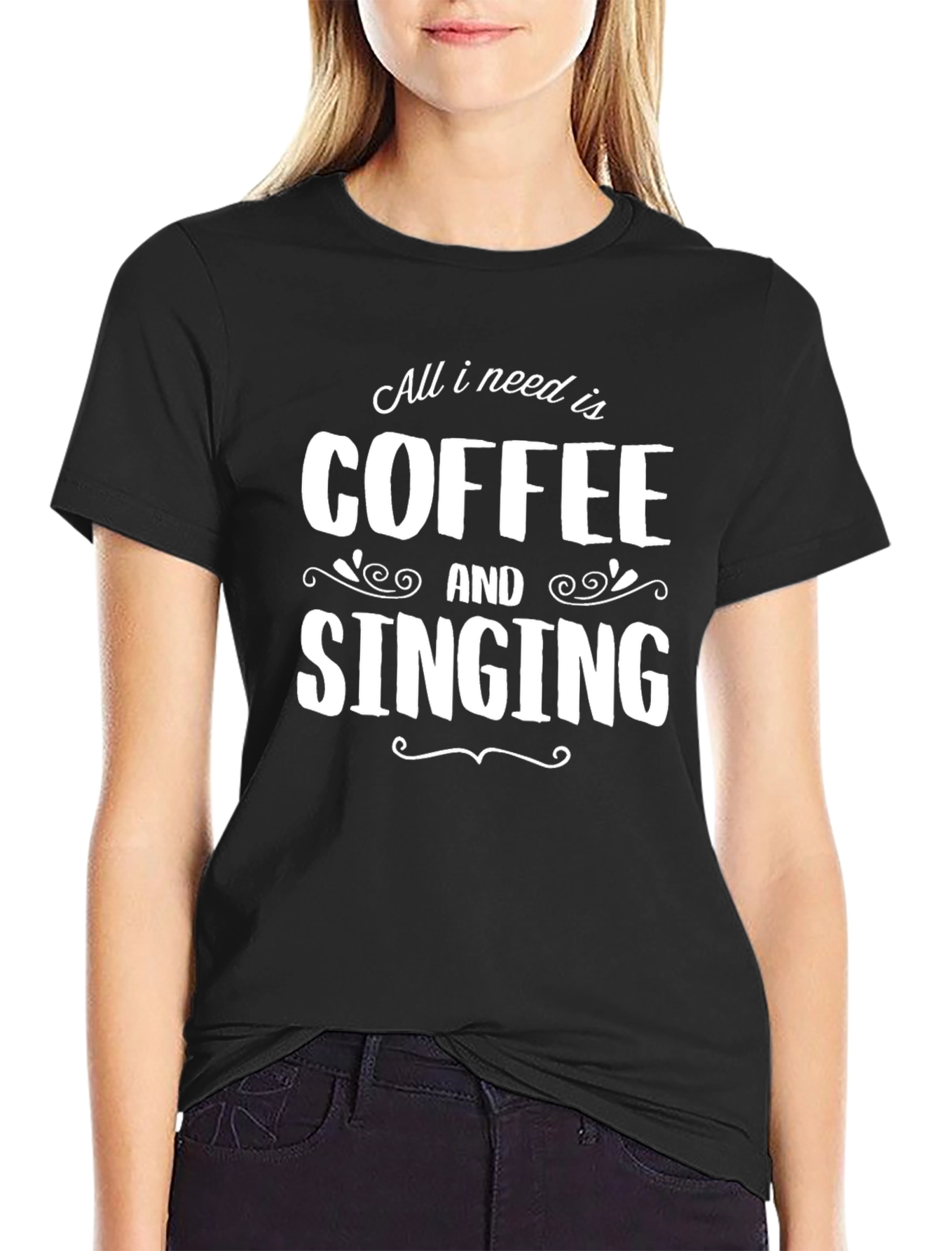 Coffee and Singing T-Shirt - Black Graphic Tee