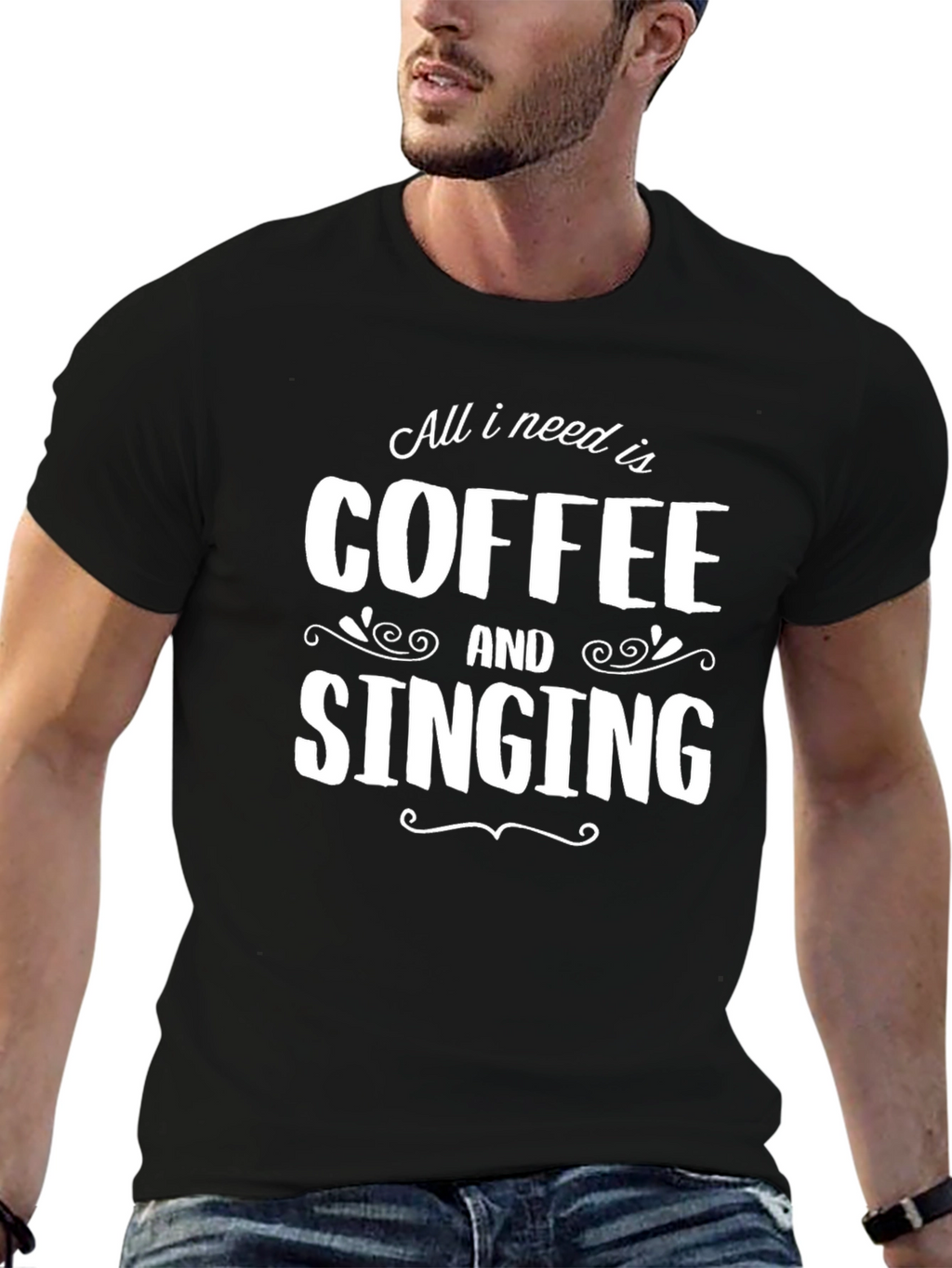 Coffee and Singing T-Shirt - Black Graphic Tee
