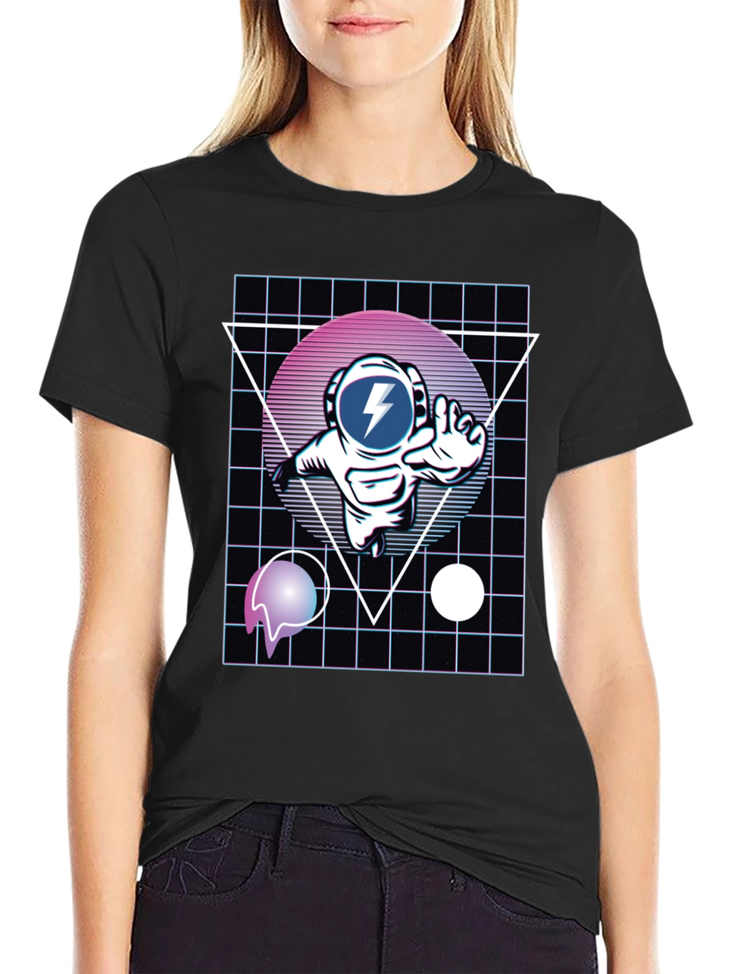Retro Astronaut T-Shirt - Black Graphic Tee