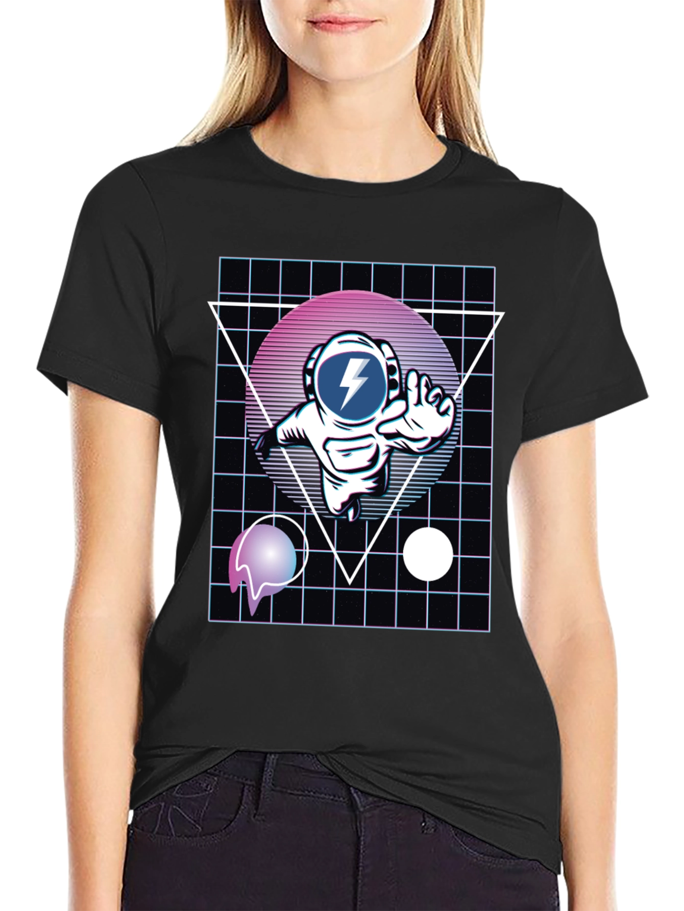 Retro Astronaut T-Shirt - Black Graphic Tee