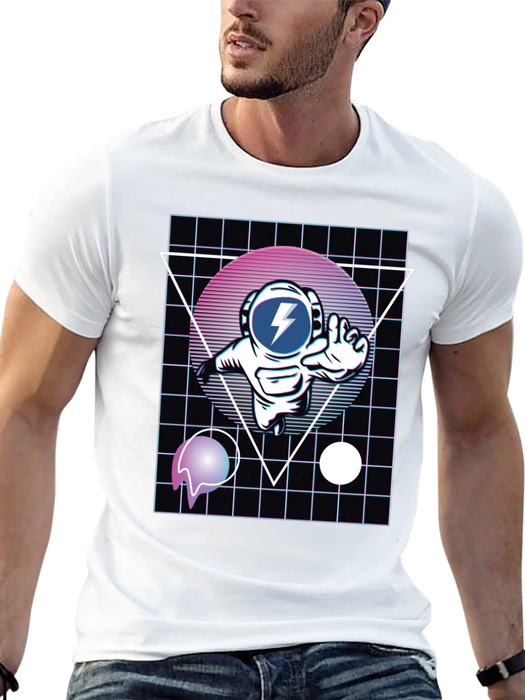 Retro Astronaut T-Shirt - Black Graphic Tee