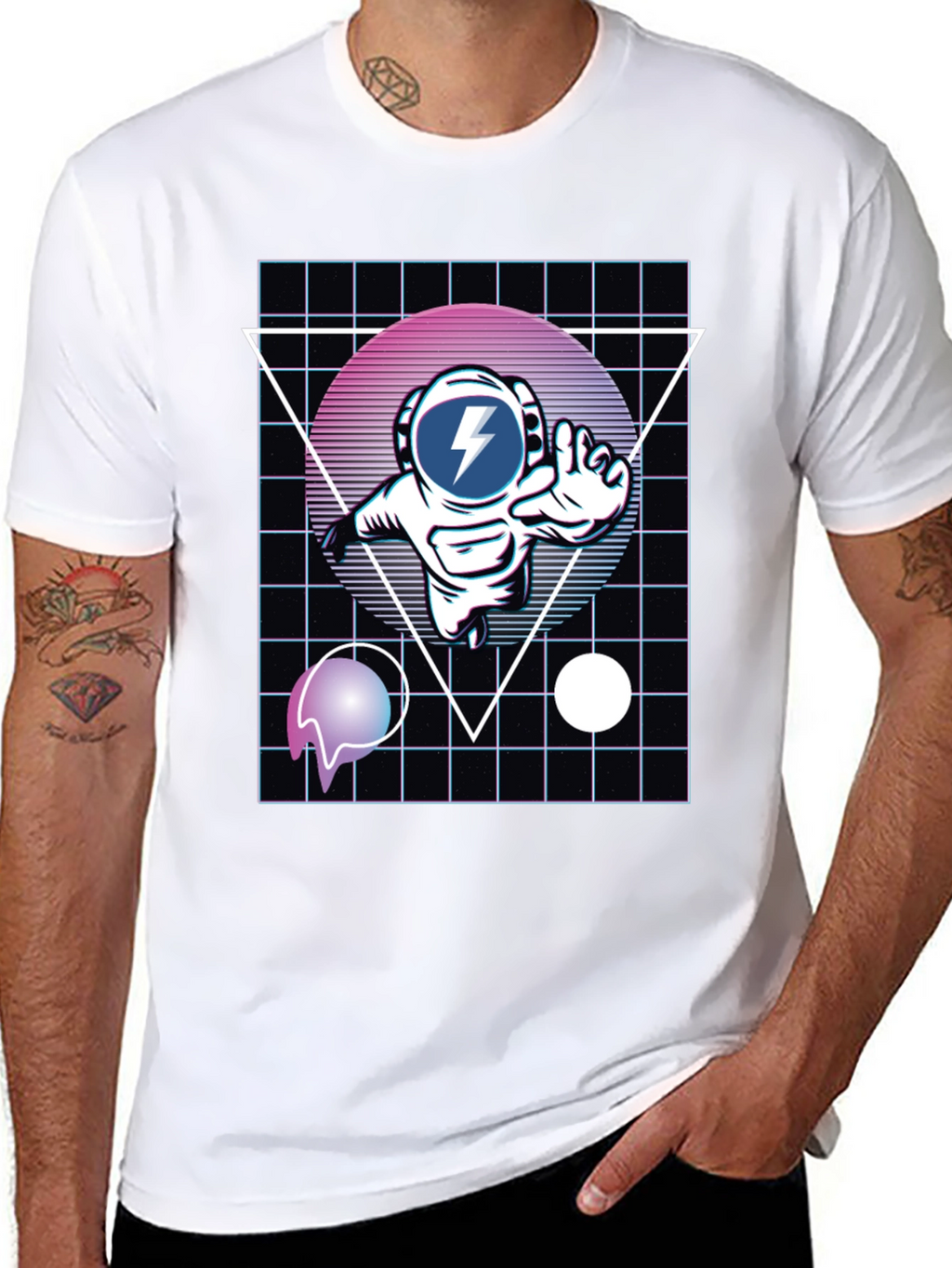 Retro Astronaut T-Shirt - Black Graphic Tee