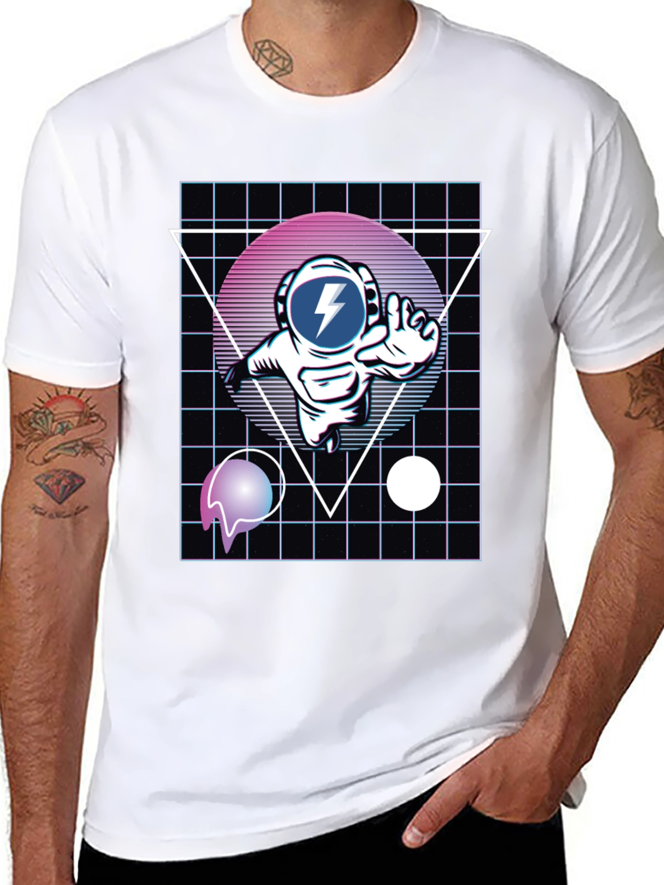 Retro Astronaut T-Shirt - Black Graphic Tee