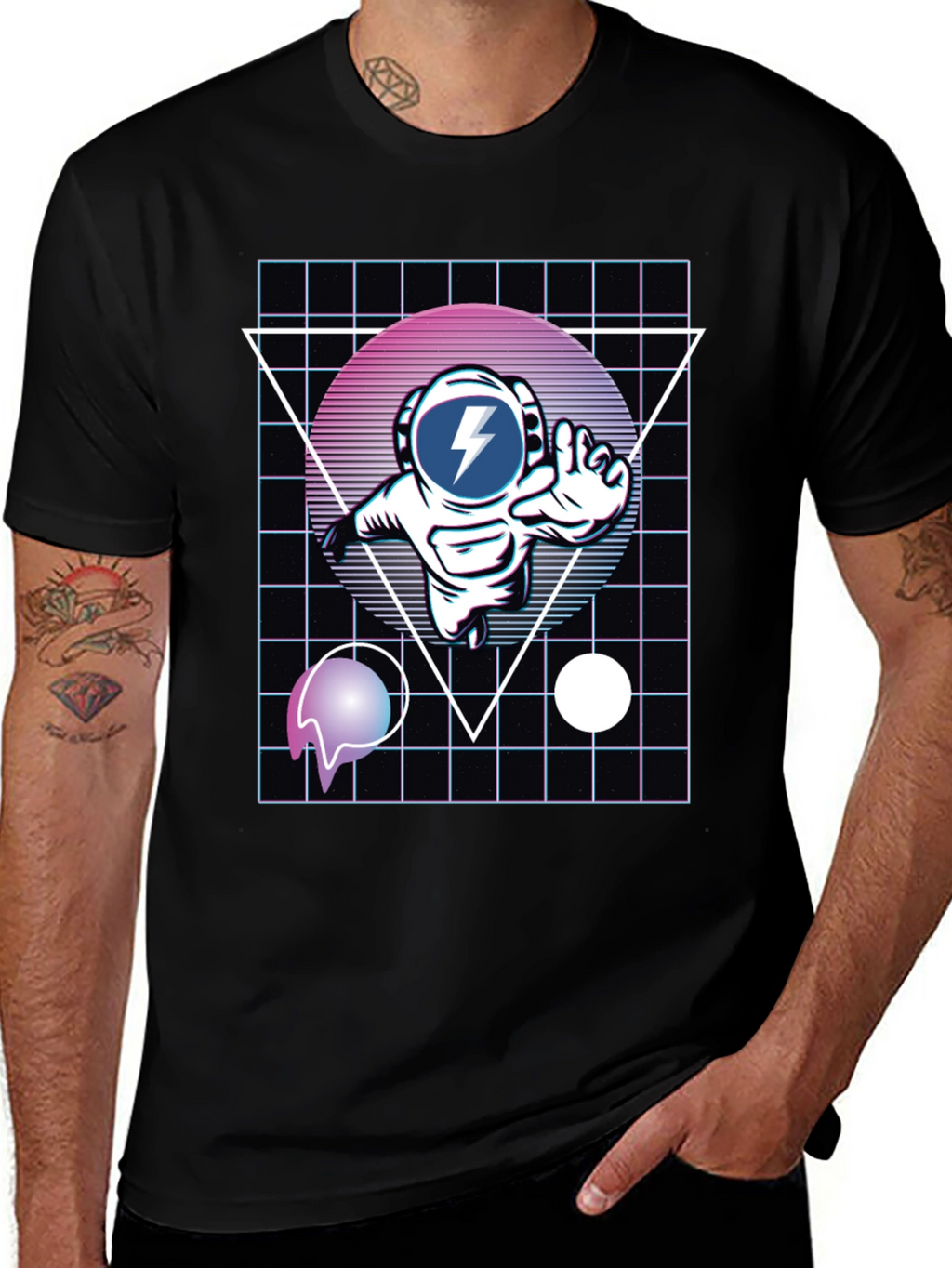 Retro Astronaut T-Shirt - Black Graphic Tee