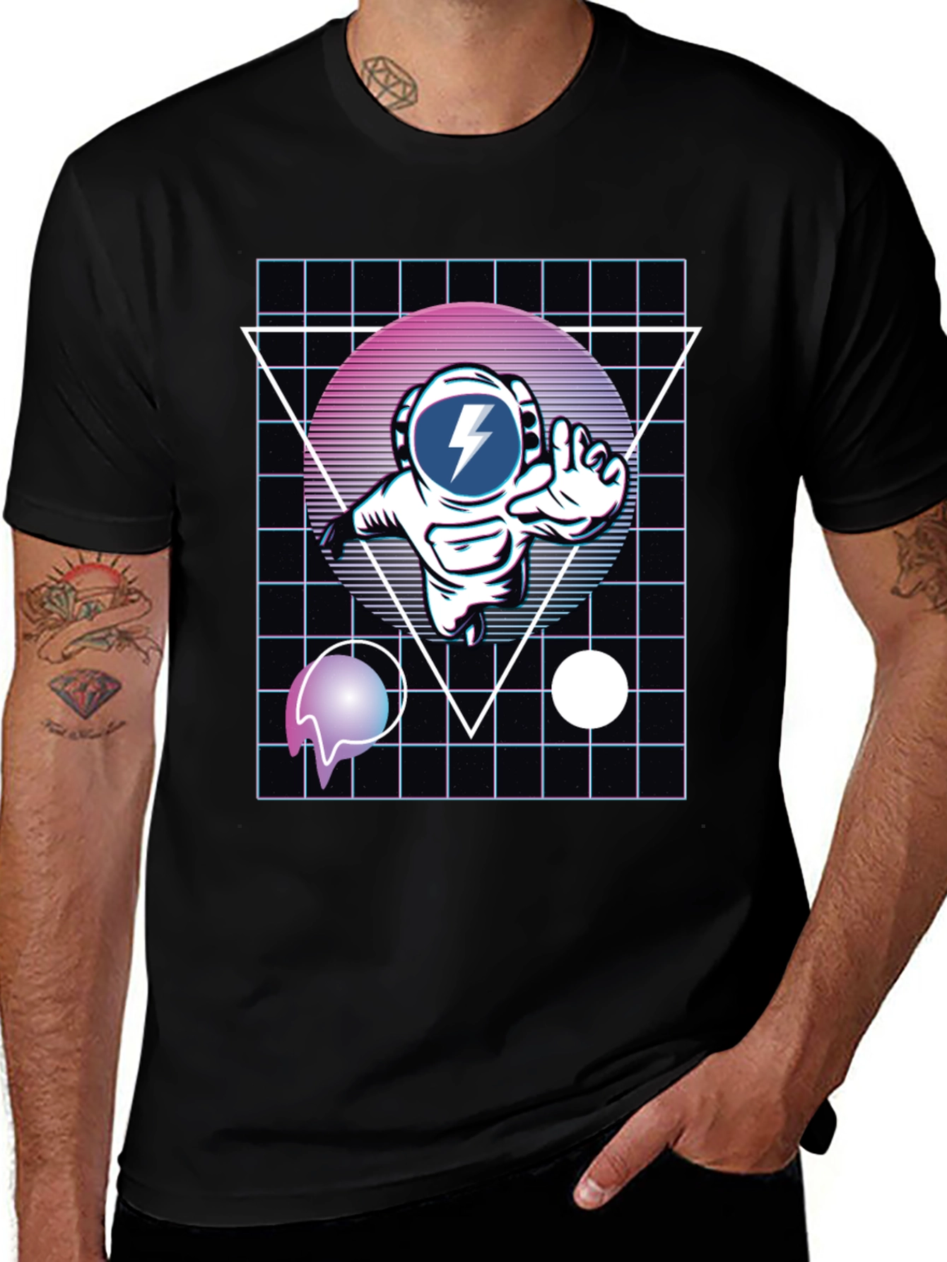 Retro Astronaut T-Shirt - Black Graphic Tee