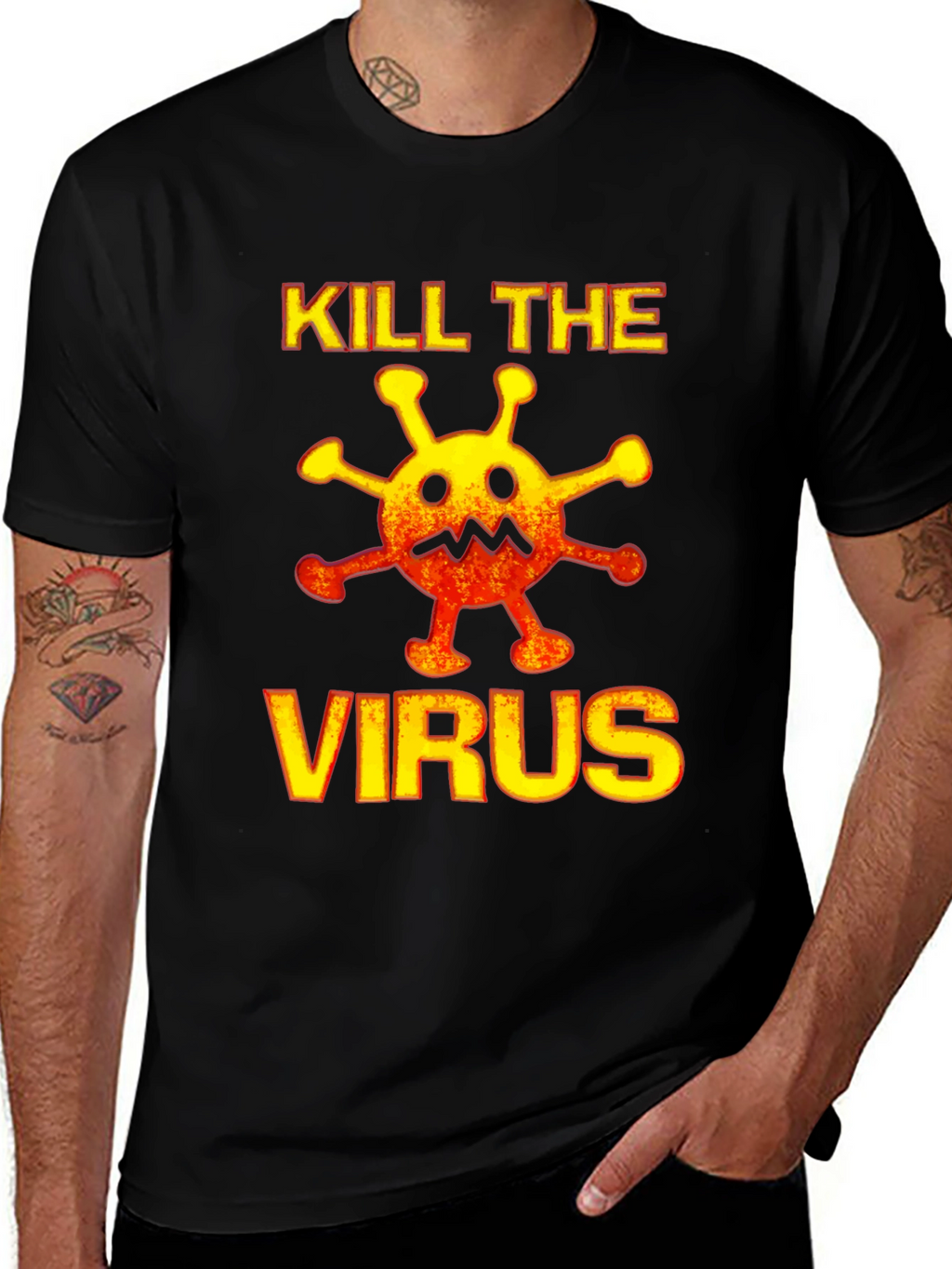 Kill the Virus Graphic Tee - Black Cotton