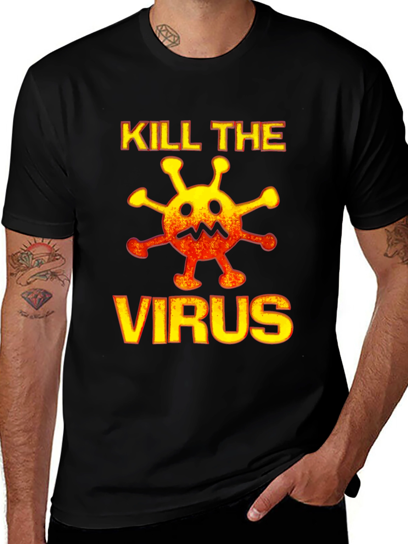 Kill the Virus Graphic Tee - Black Cotton