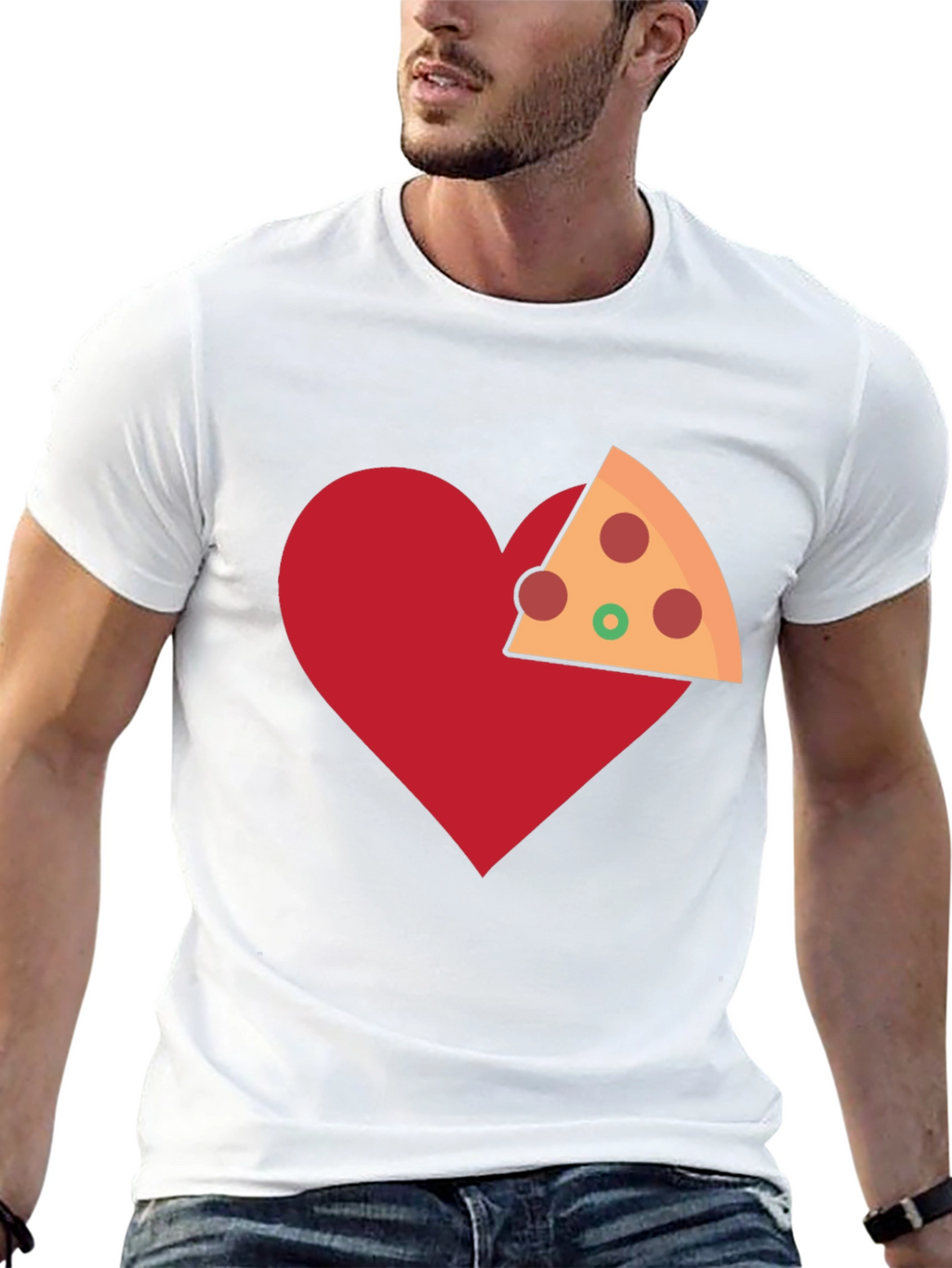 Pizza Heart Graphic Tee - Casual Cotton T-Shirt