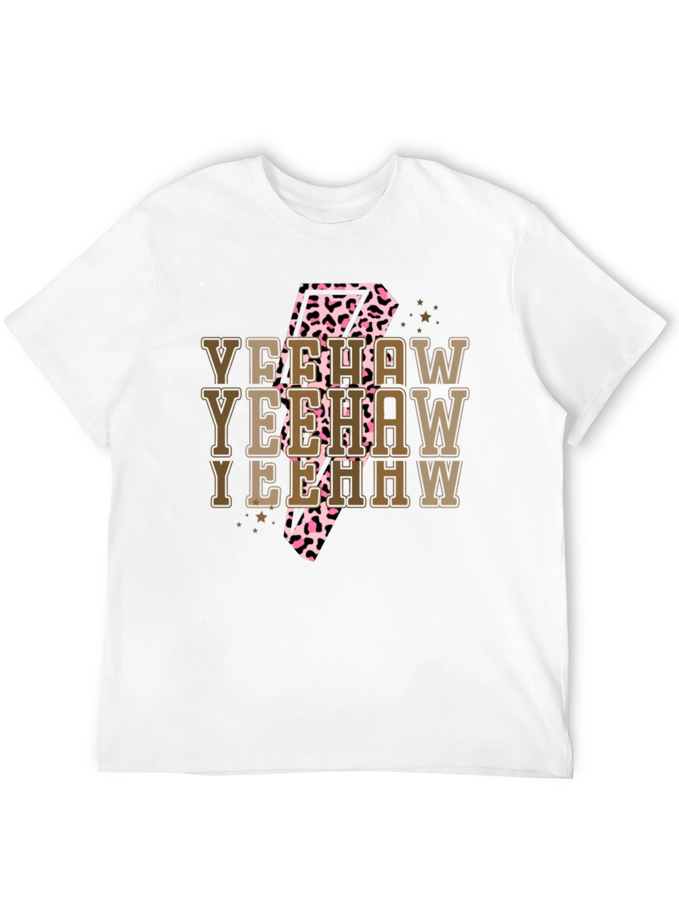 Yeehaw T-Shirt - Cow Print Lightning Bolt Tee
