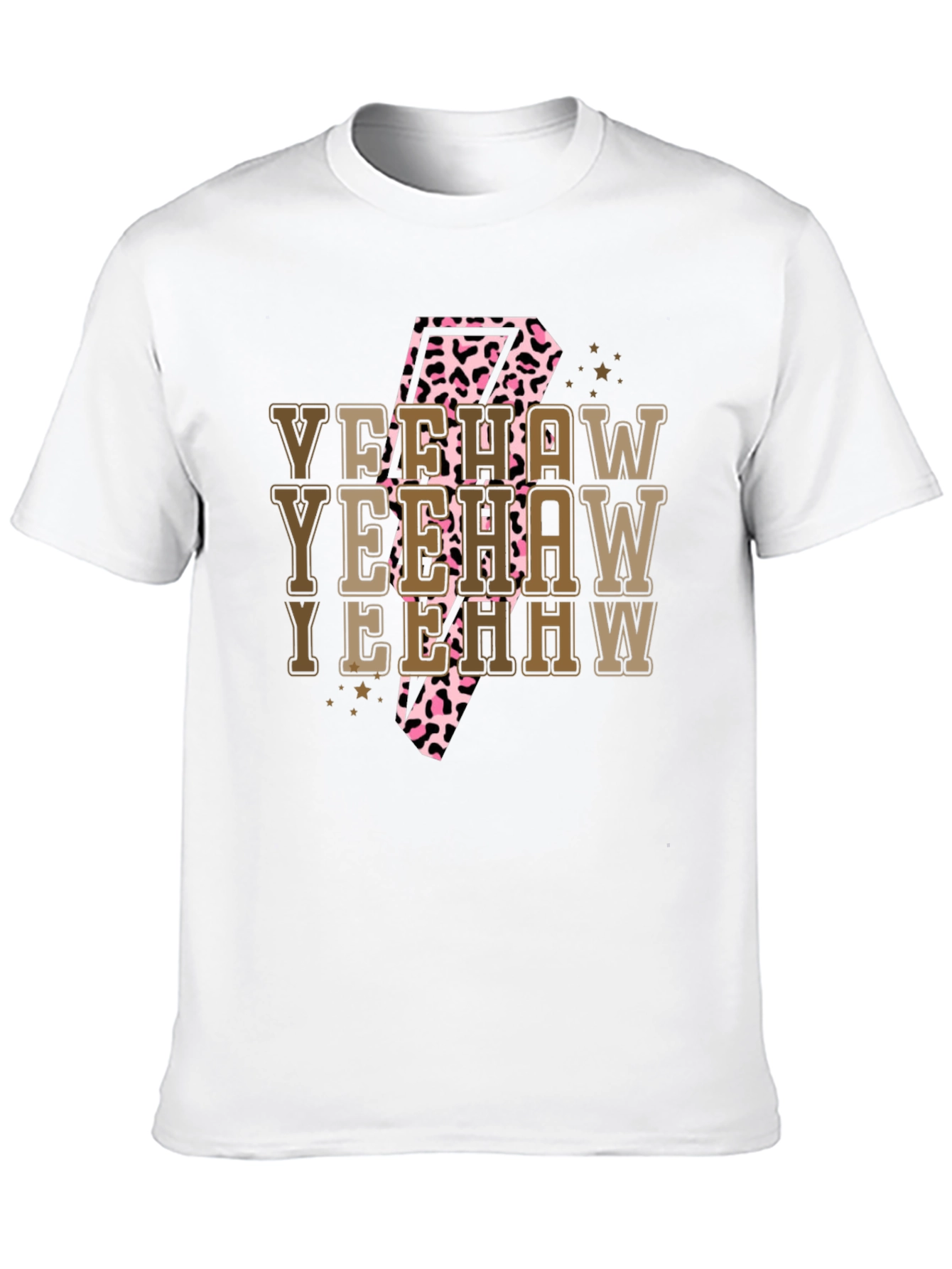 Yeehaw T-Shirt - Cow Print Lightning Bolt Tee