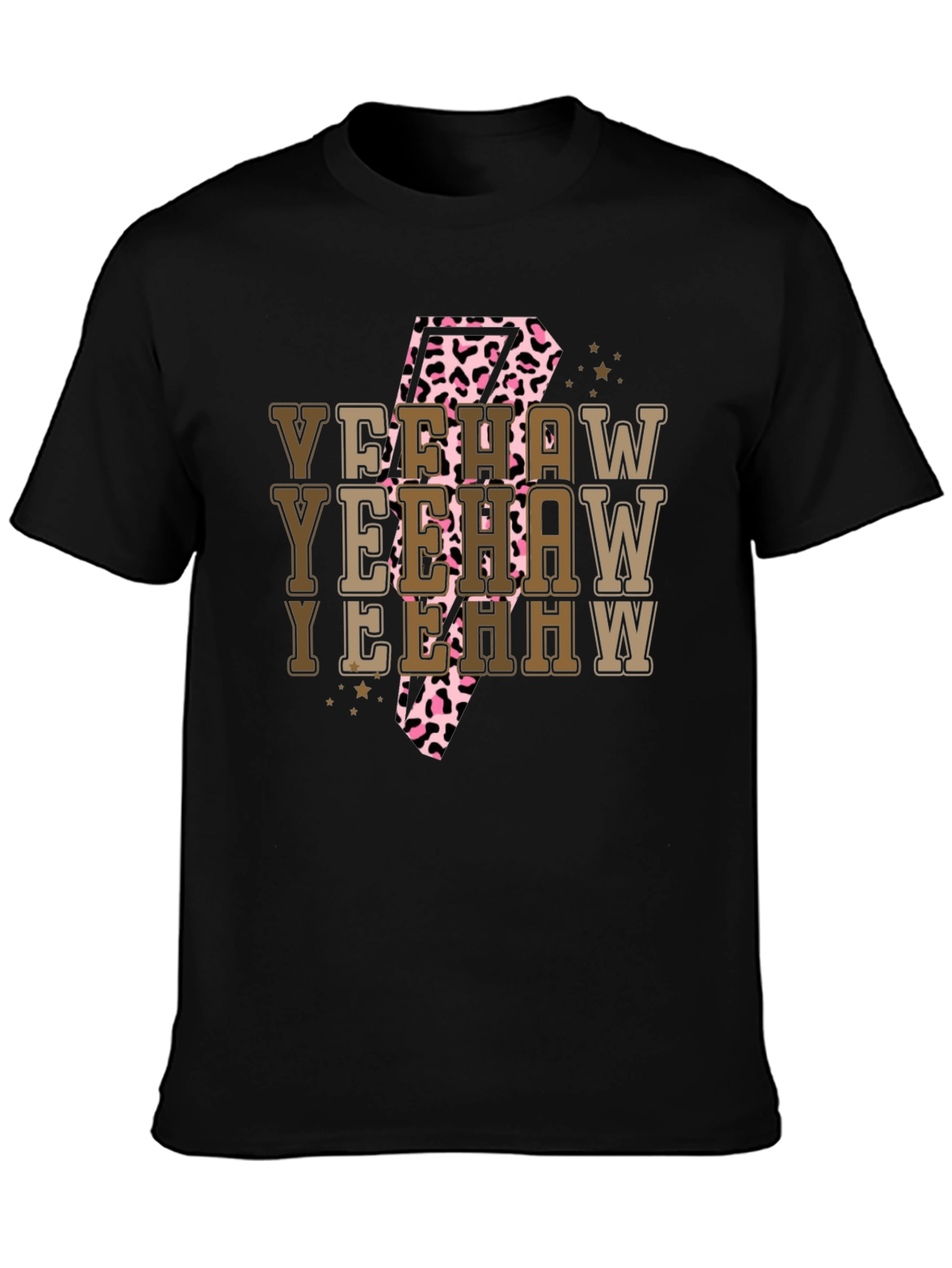 Yeehaw T-Shirt - Cow Print Lightning Bolt Tee