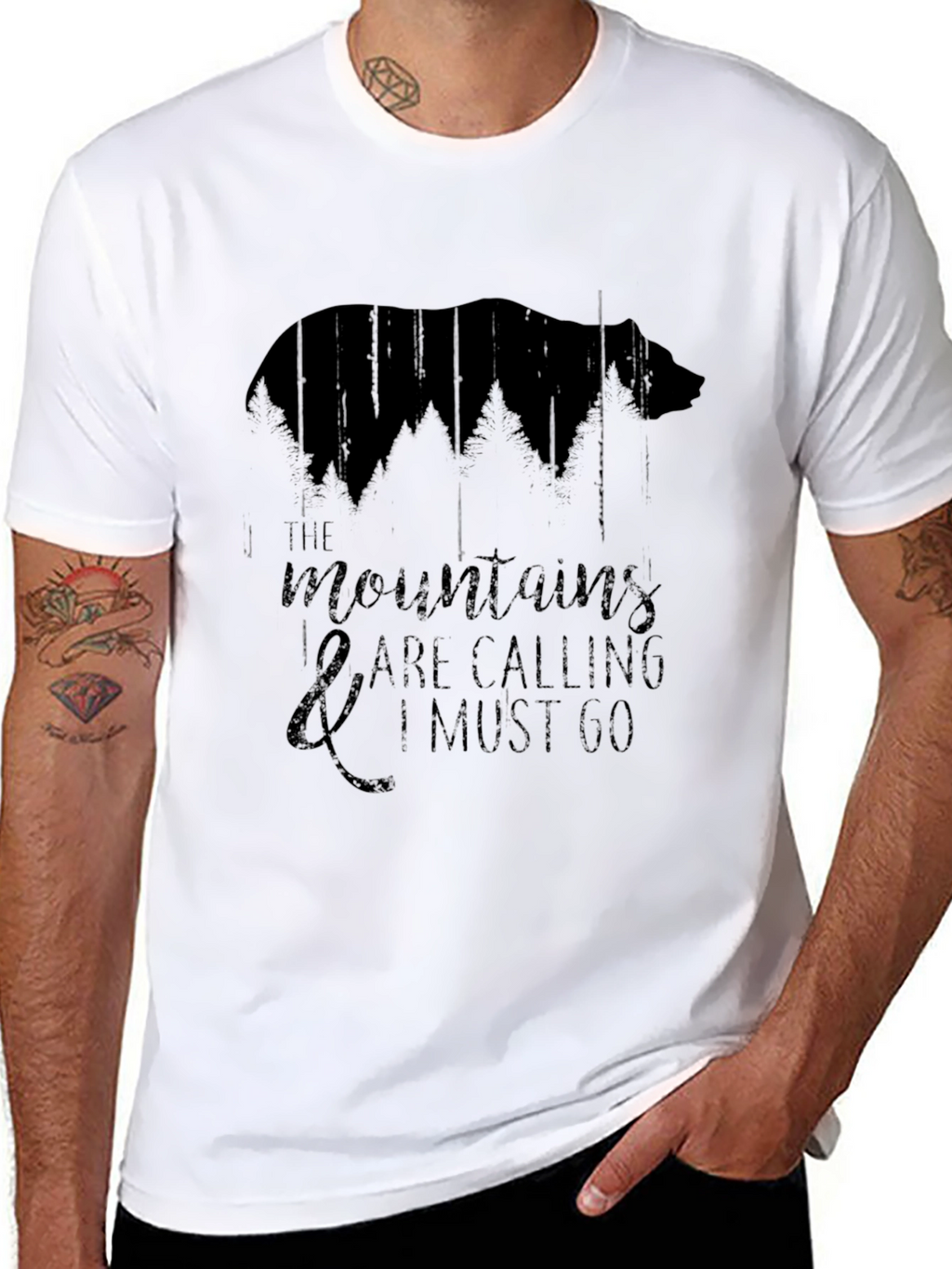 Mountains Calling T-Shirt - Bear Forest Graphic Tee