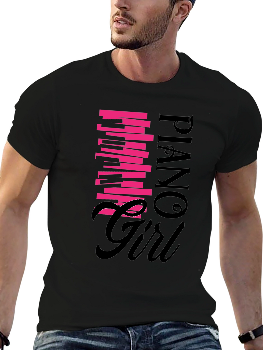 Piano Girl Graphic Tee - Black Unisex Shirt