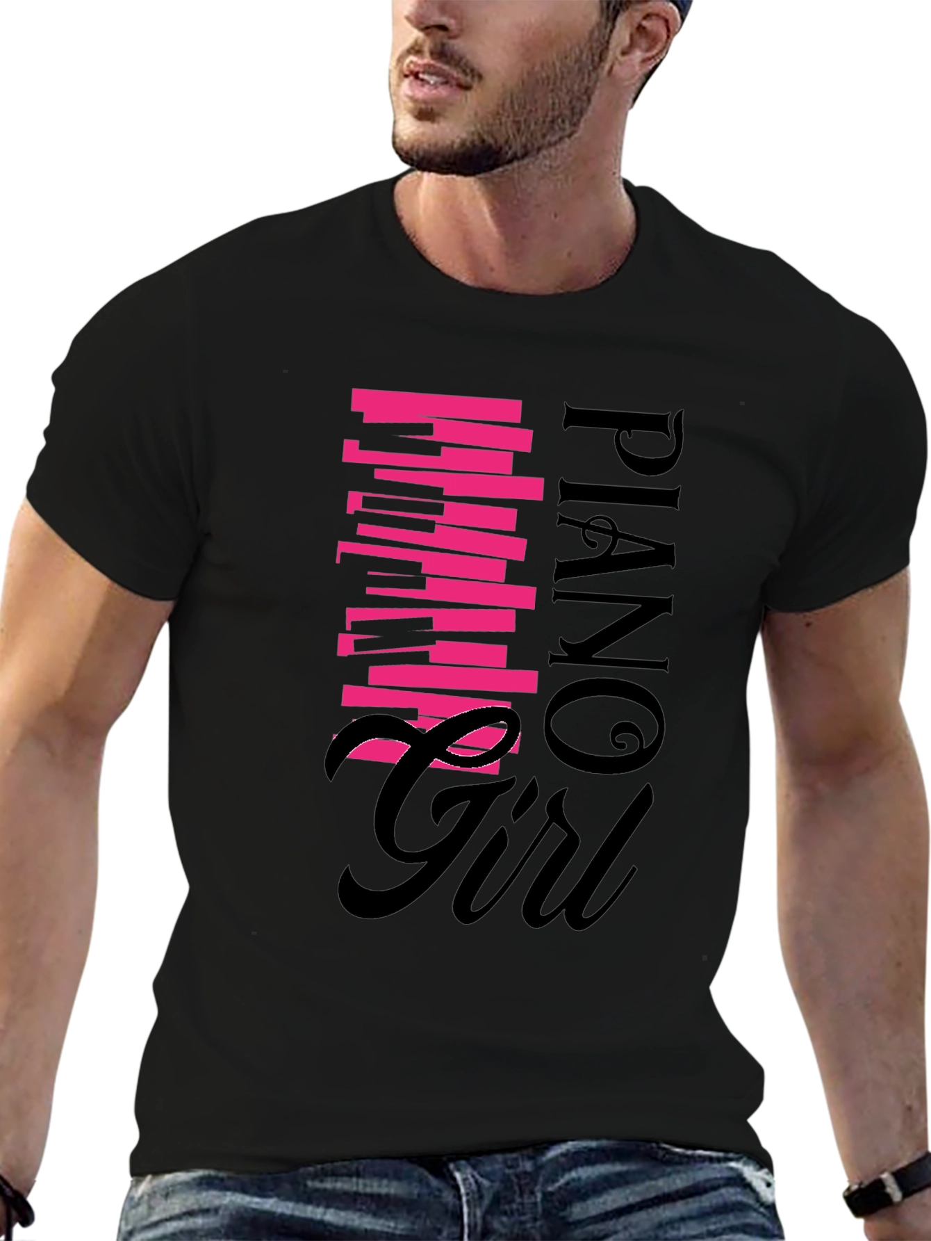 Piano Girl Graphic Tee - Black Unisex Shirt