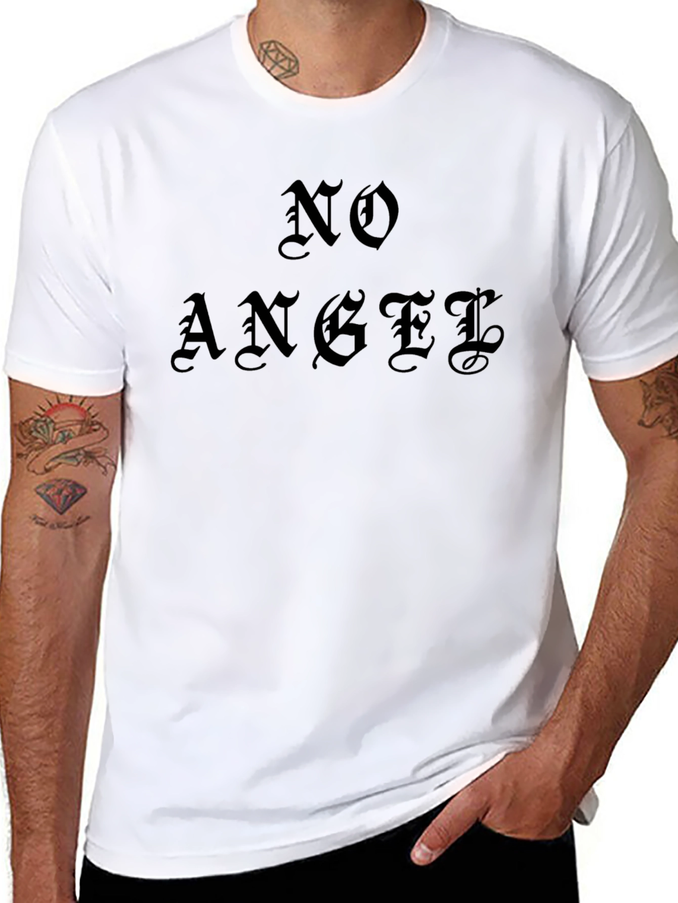 No Angel Graphic Tee - Black Gothic Print