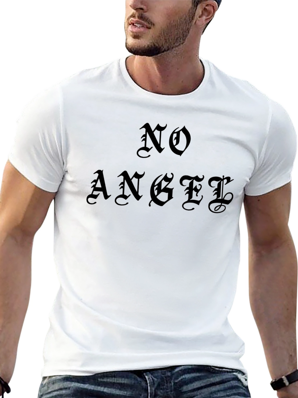 No Angel Graphic Tee - Black Gothic Print