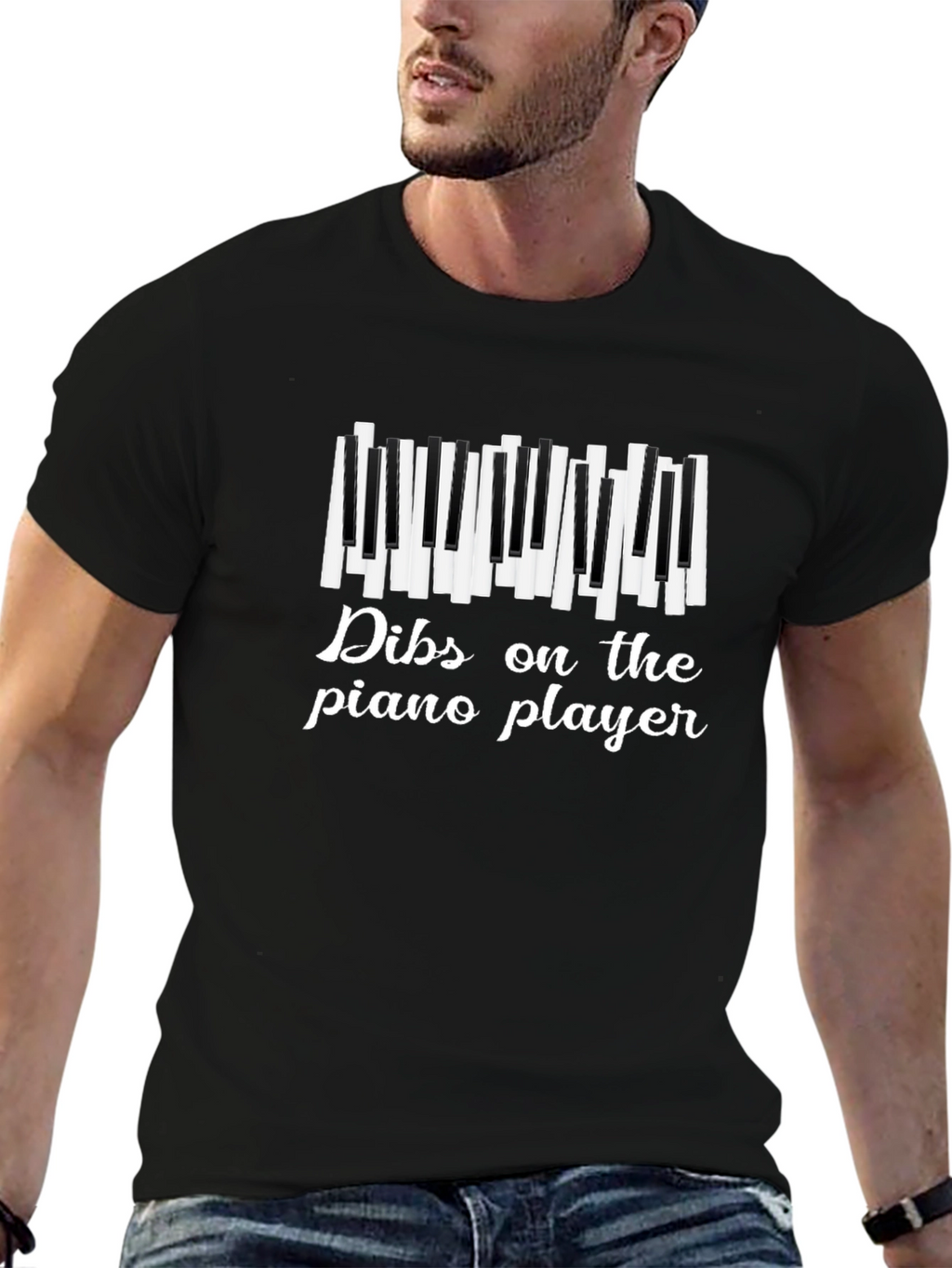 Dibs on the Piano Player - Novelty Graphic T-Shirt