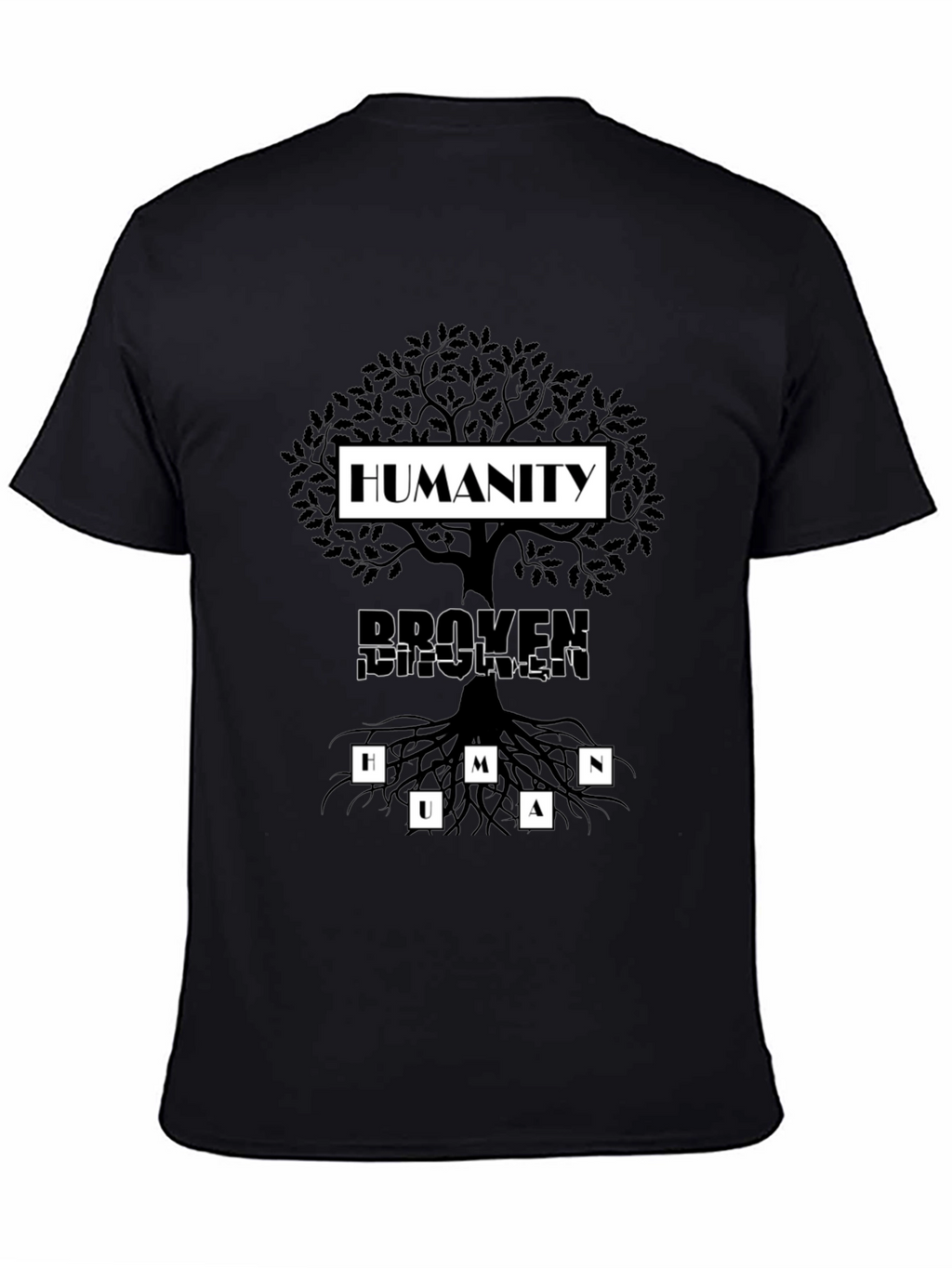 Humanity Tree Graphic T-Shirt - Broken Human Roots