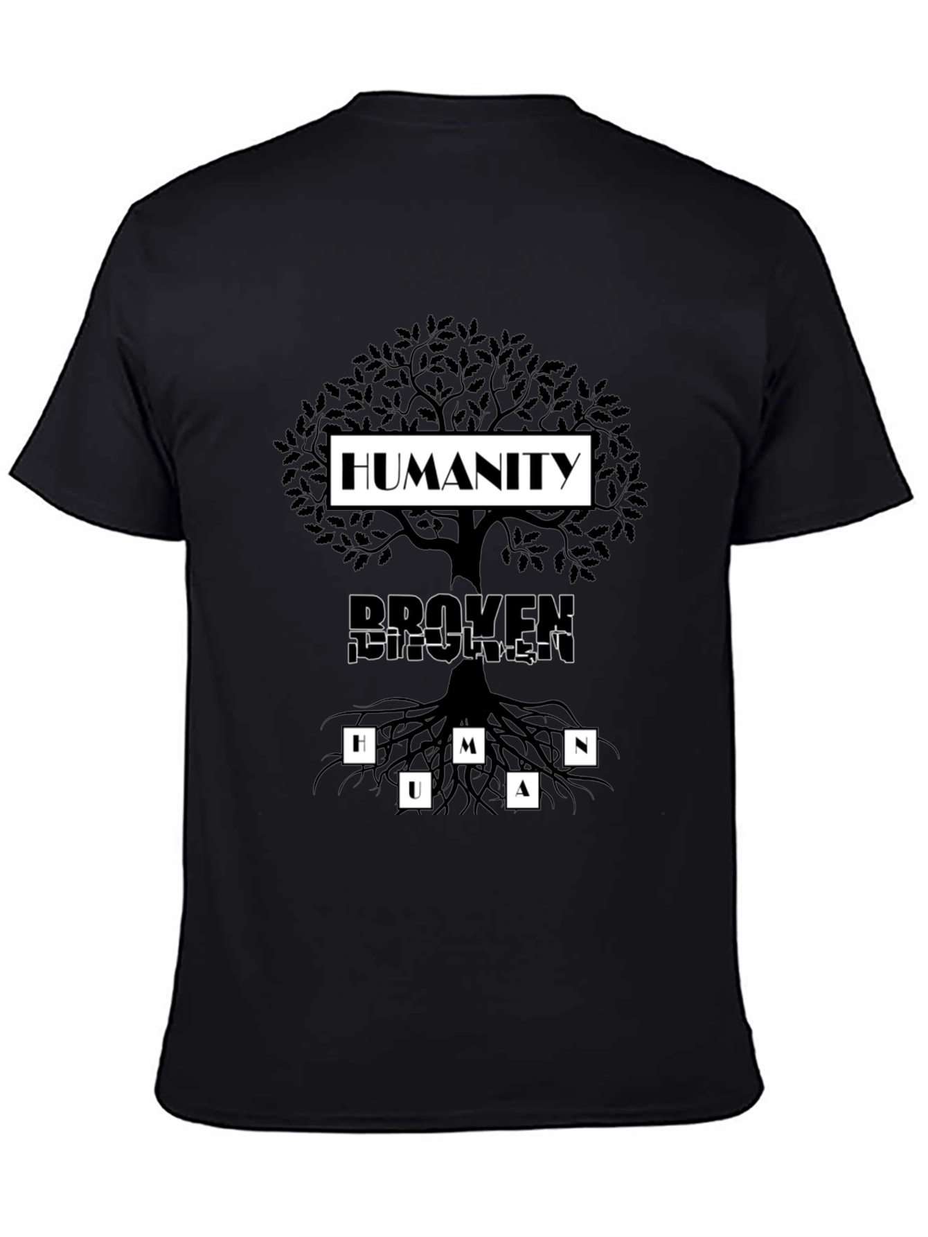Humanity Tree Graphic T-Shirt - Broken Human Roots