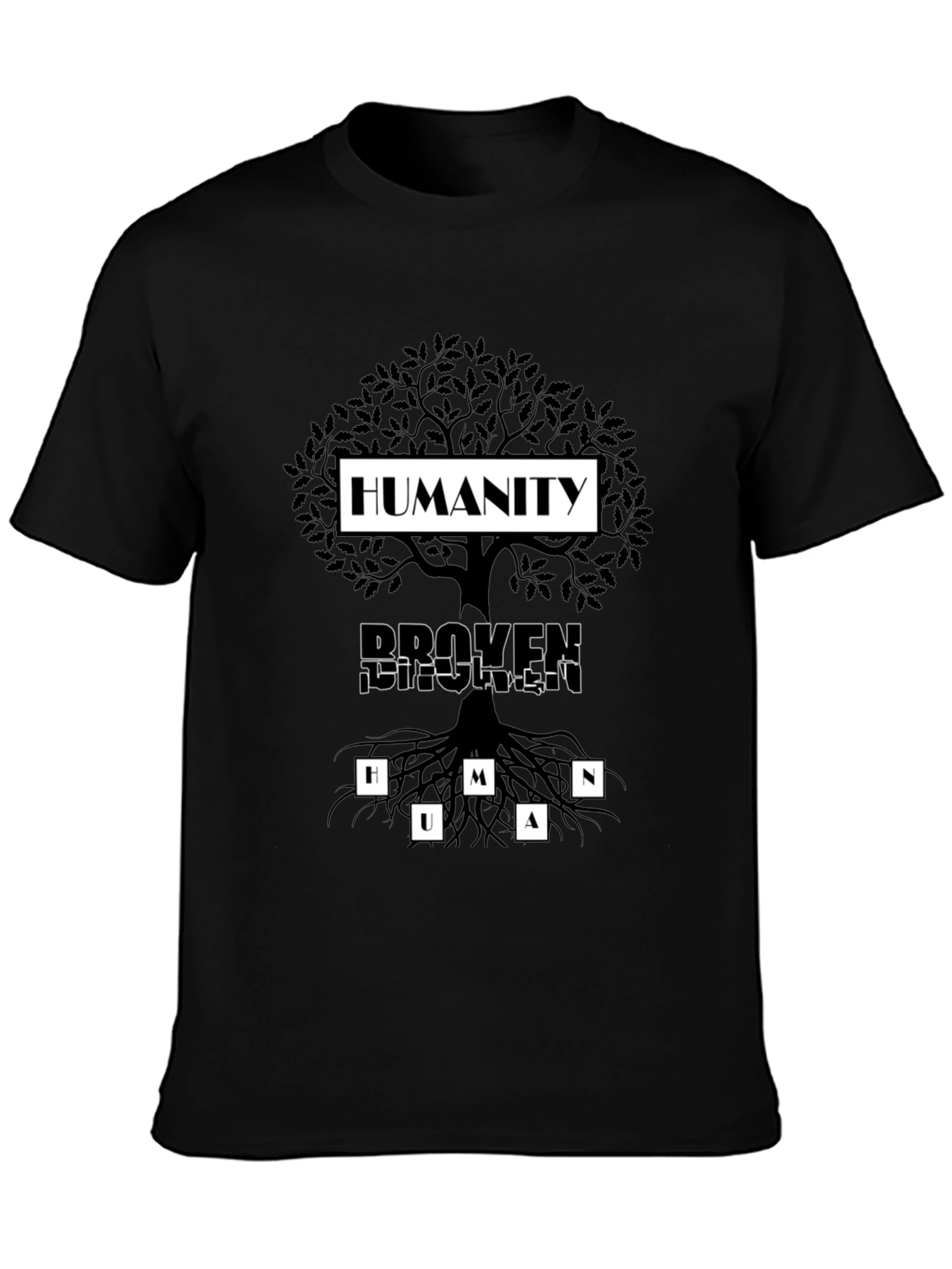 Humanity Tree Graphic T-Shirt - Broken Human Roots