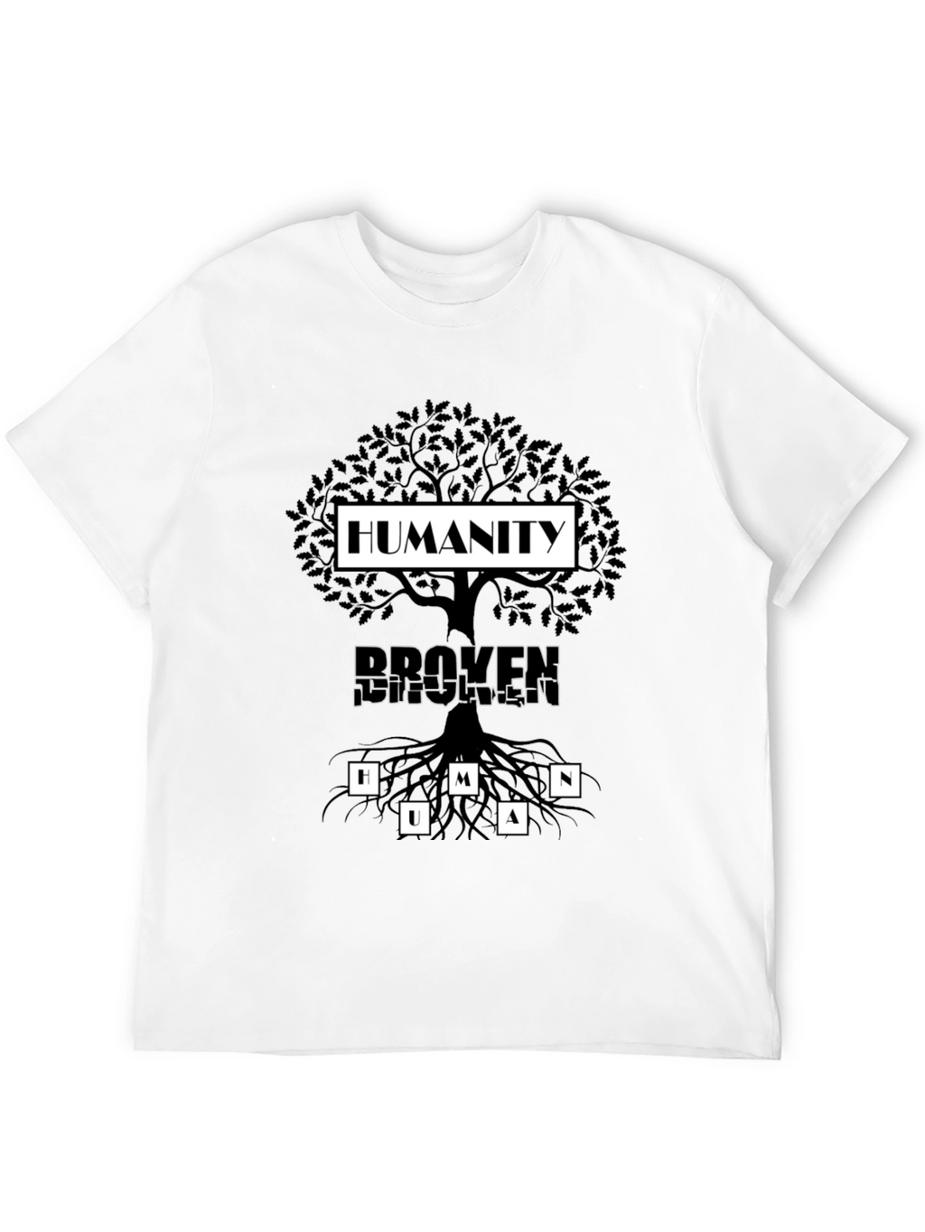 Humanity Tree Graphic T-Shirt - Broken Human Roots