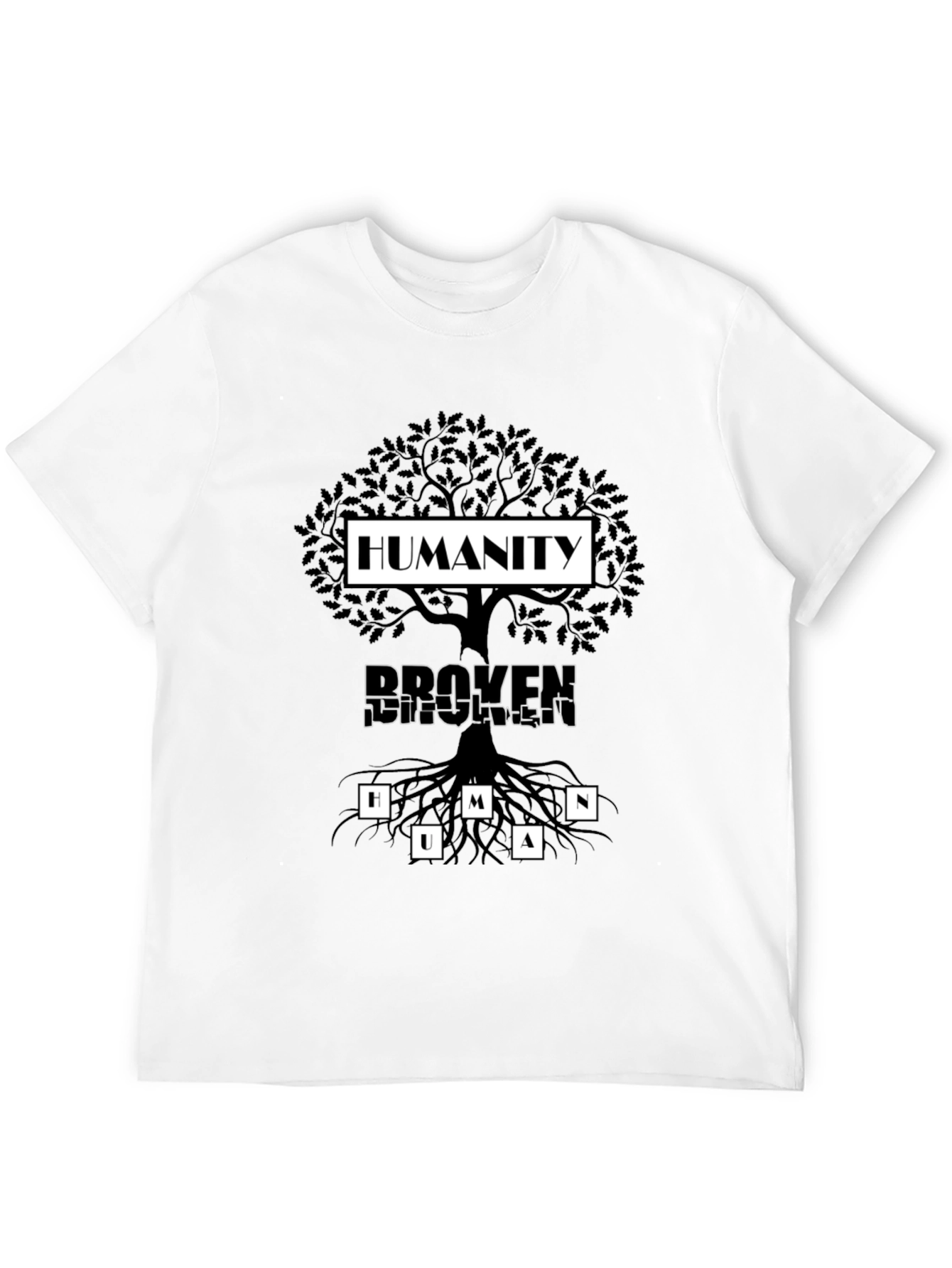 Humanity Tree Graphic T-Shirt - Broken Human Roots