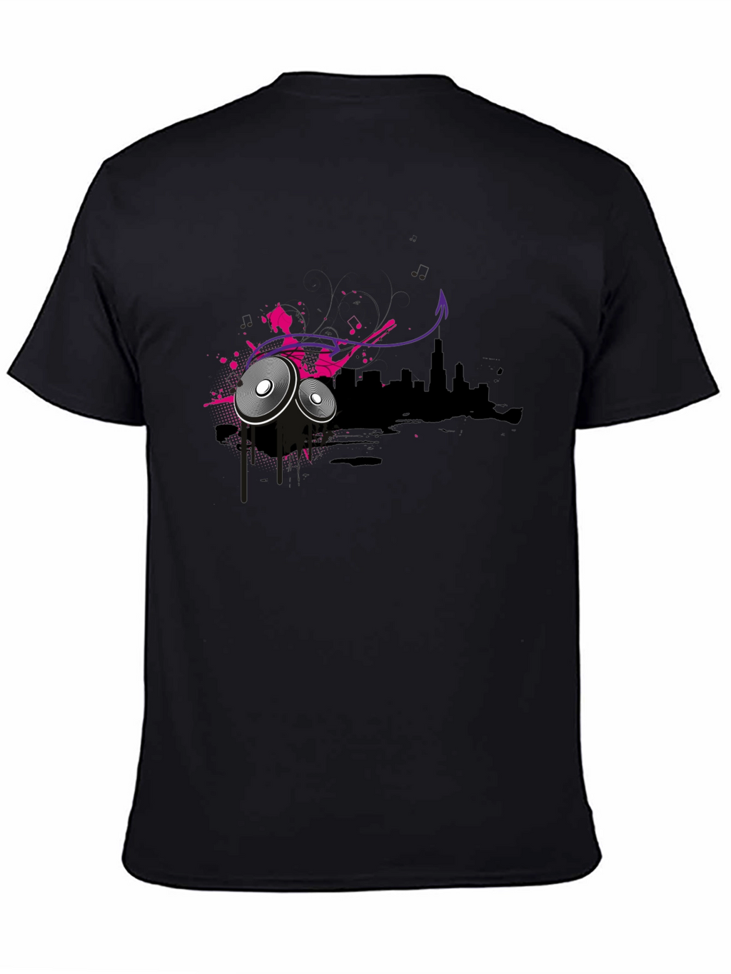 Urban Beats Tee - Black Crew Neck Graphic T-Shirt