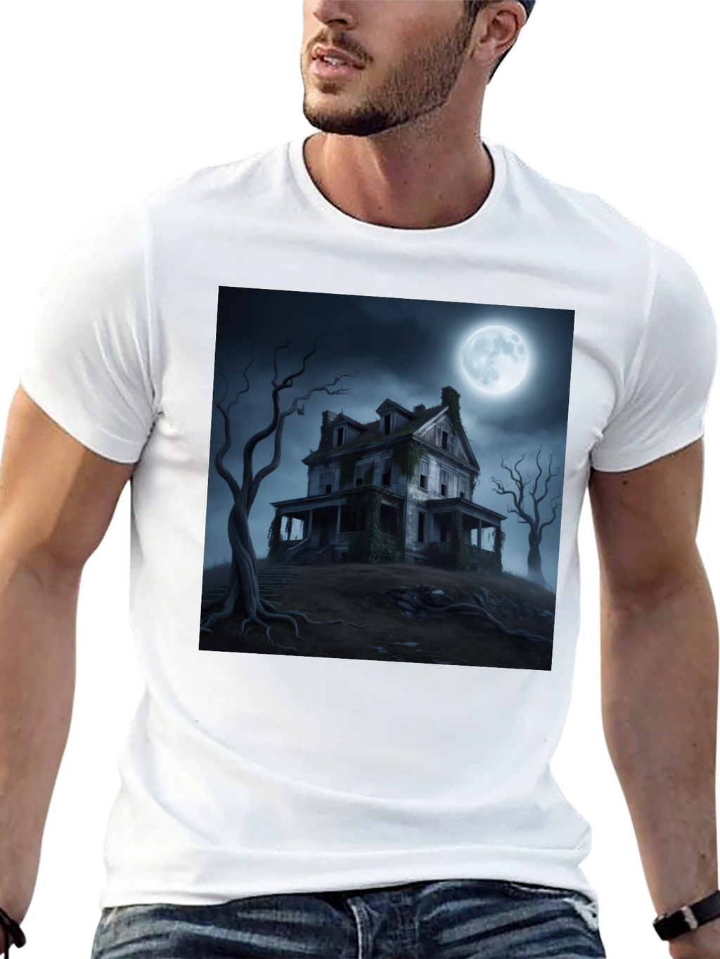 Haunted House Graphic Tee - Spooky Halloween Shirt